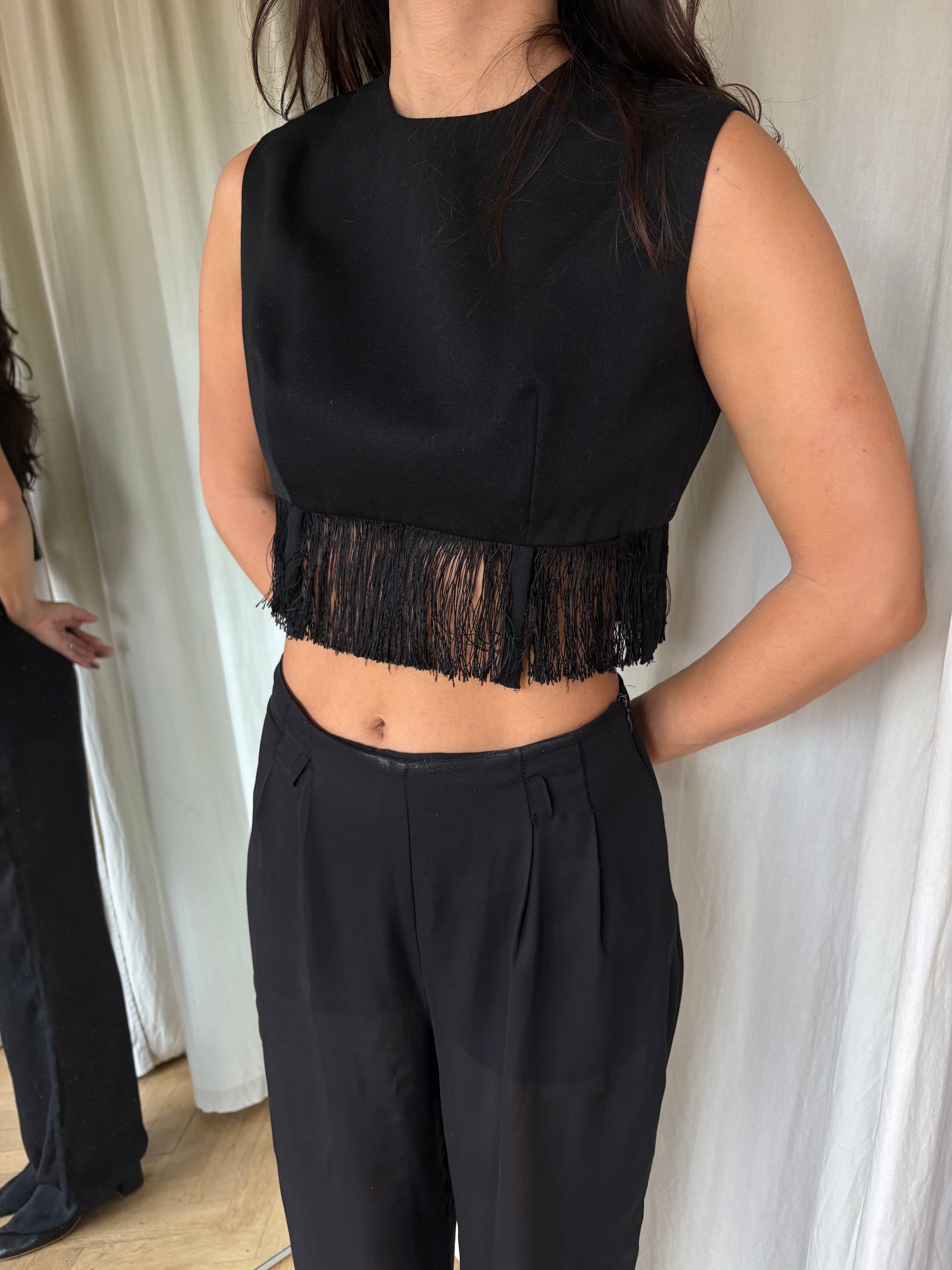 Vintage Fringed Cropped Gilet