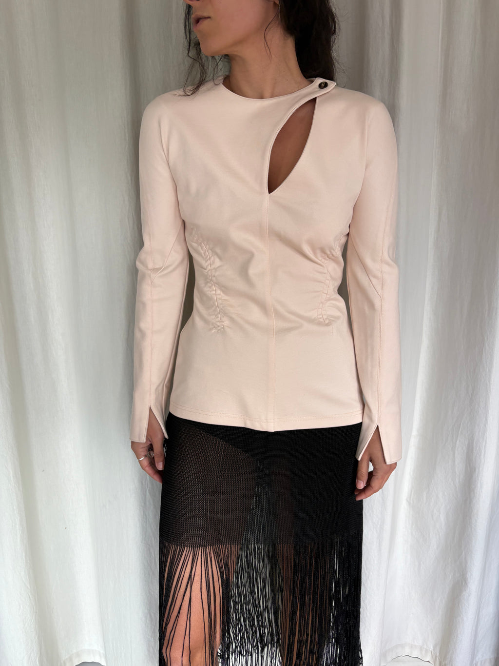 Carven structured cut-out top
