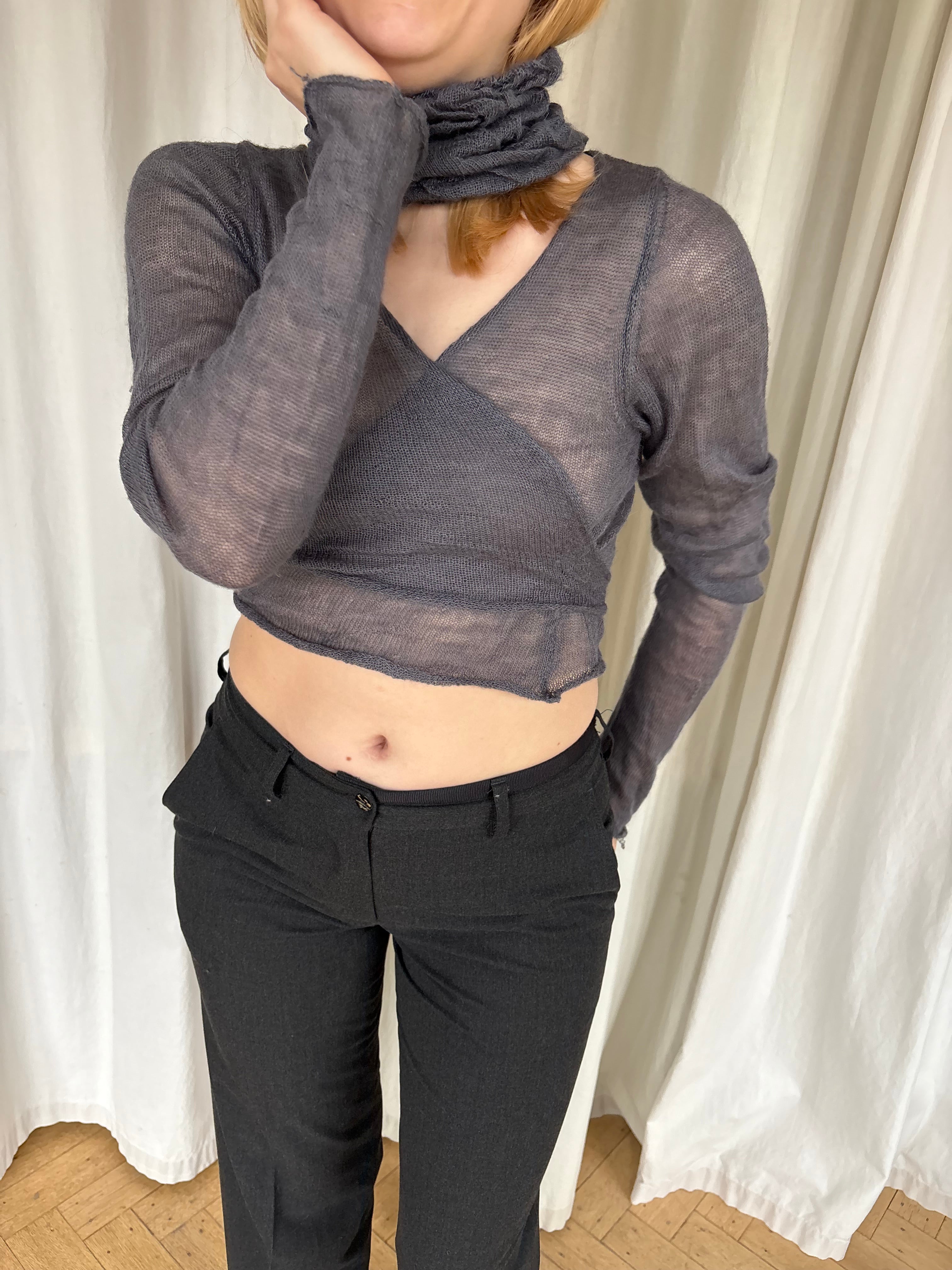 Sarah Pacini sheer wrap top