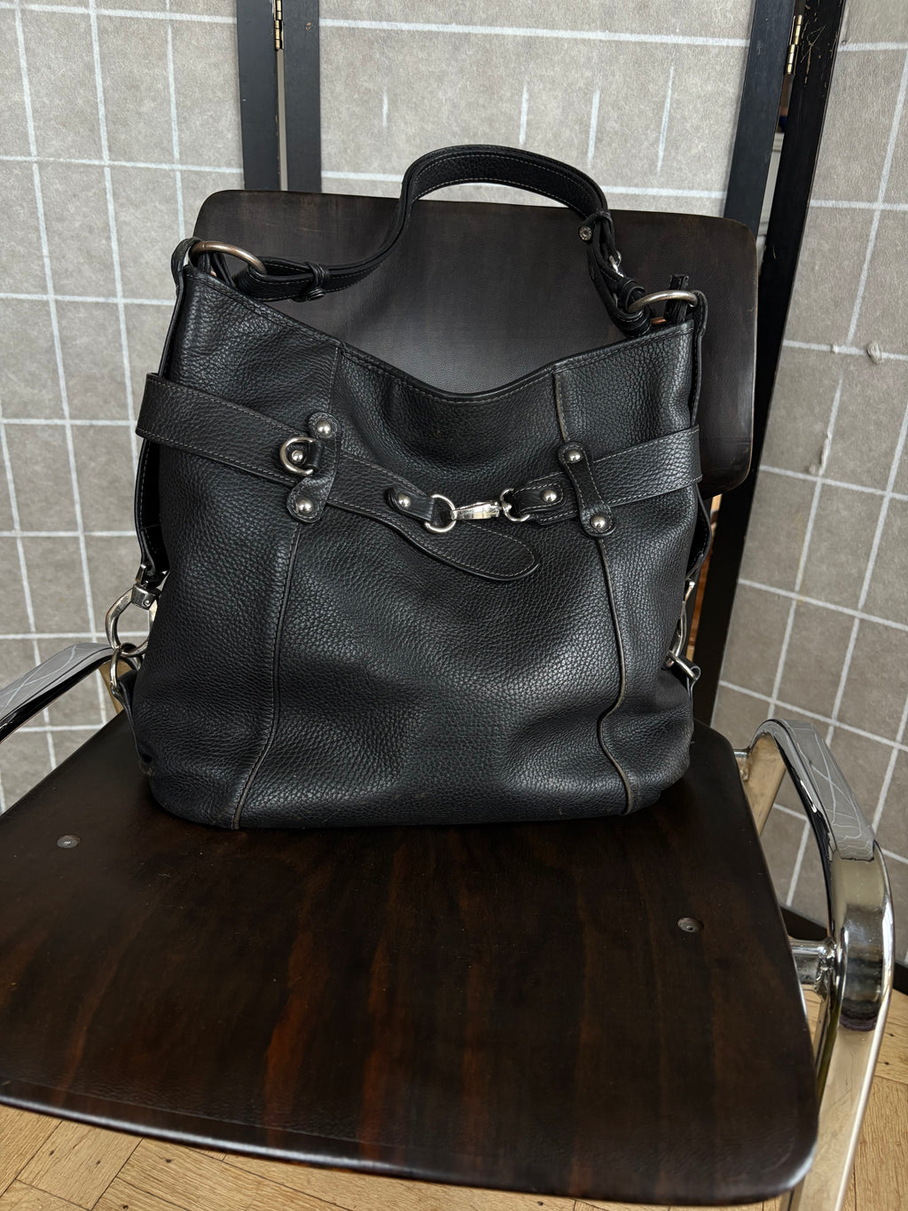 Leather buckle bag