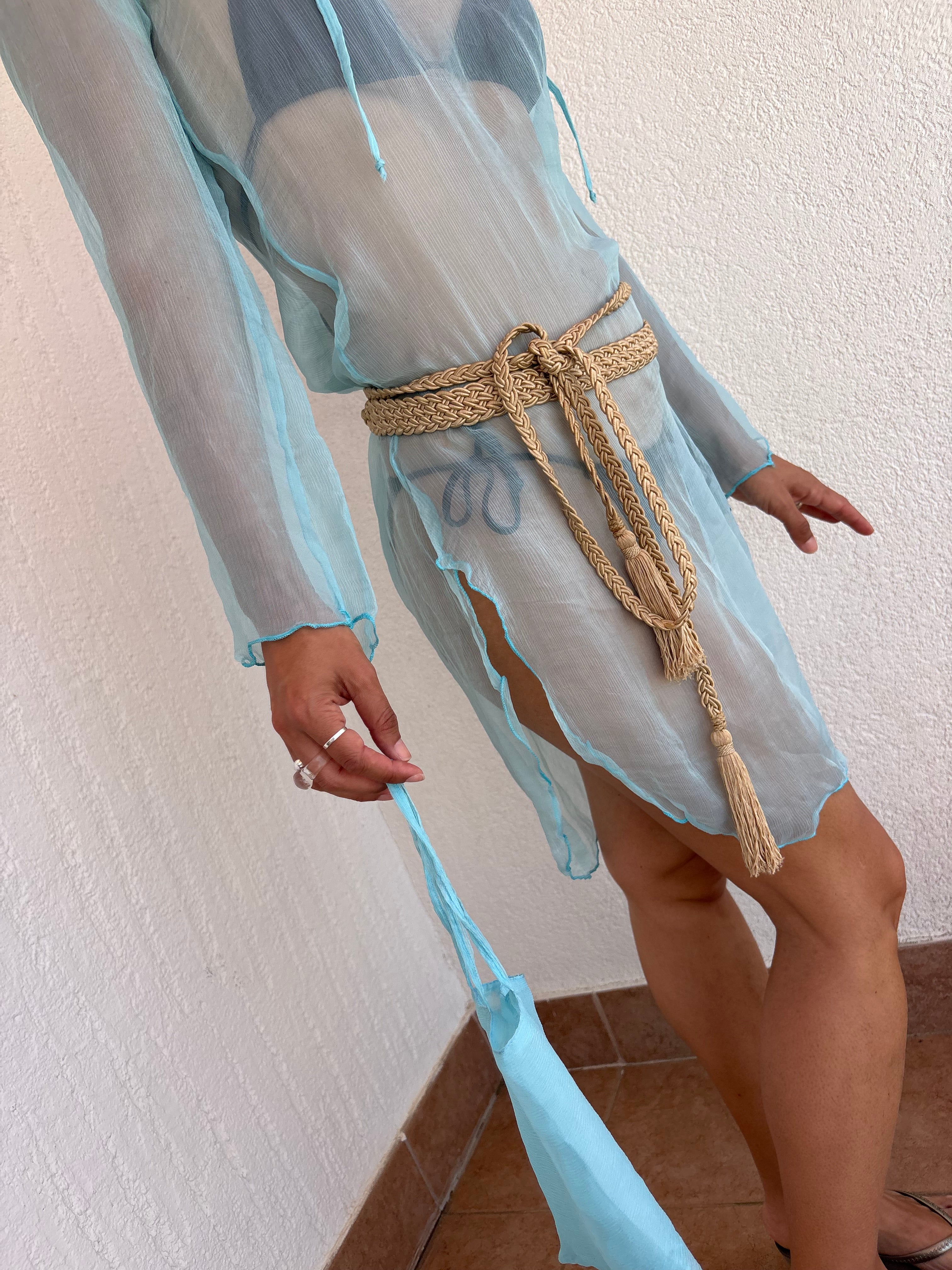 Silk chiffon turqouise tunic