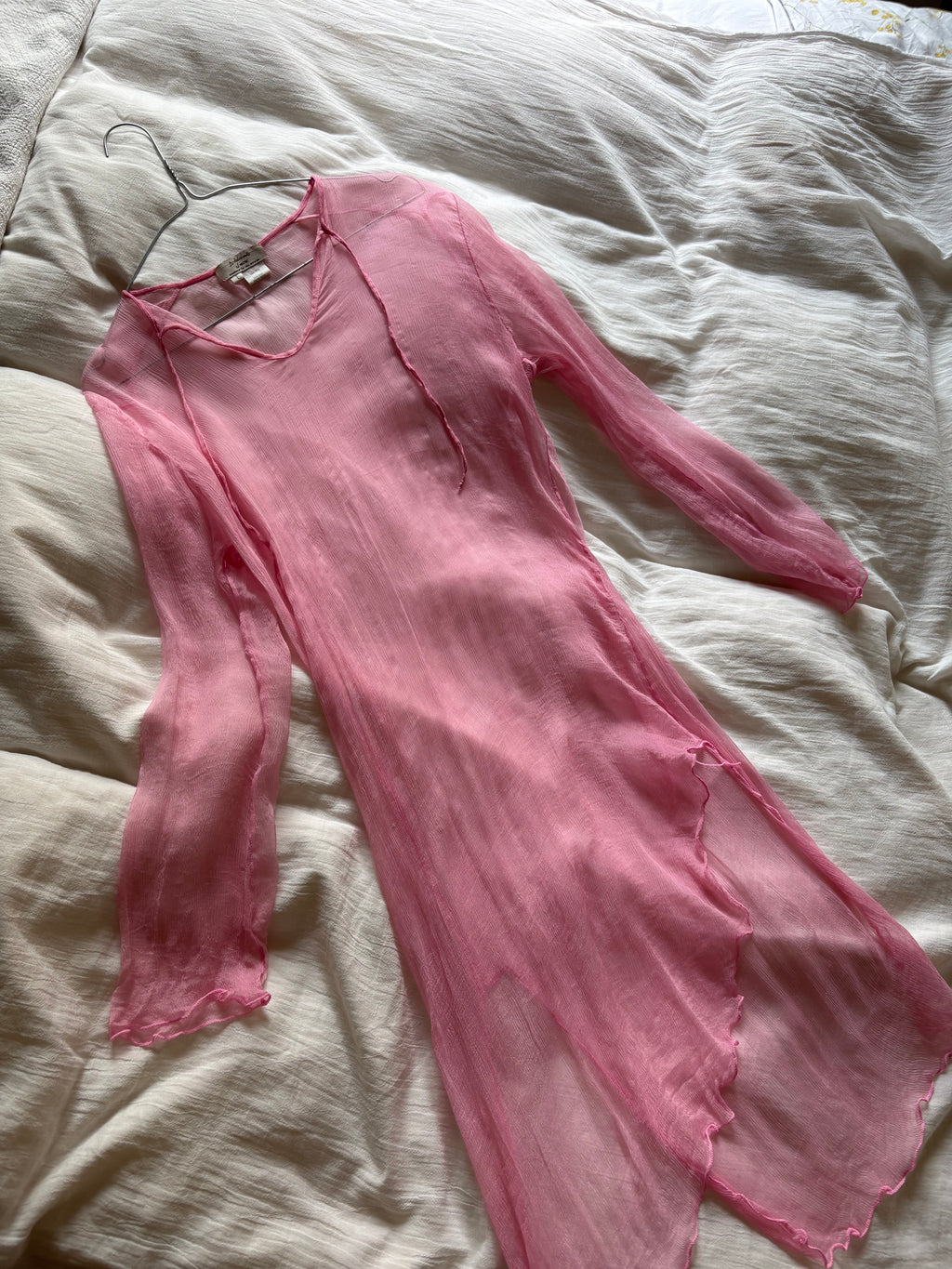 Pink silk chiffon dress