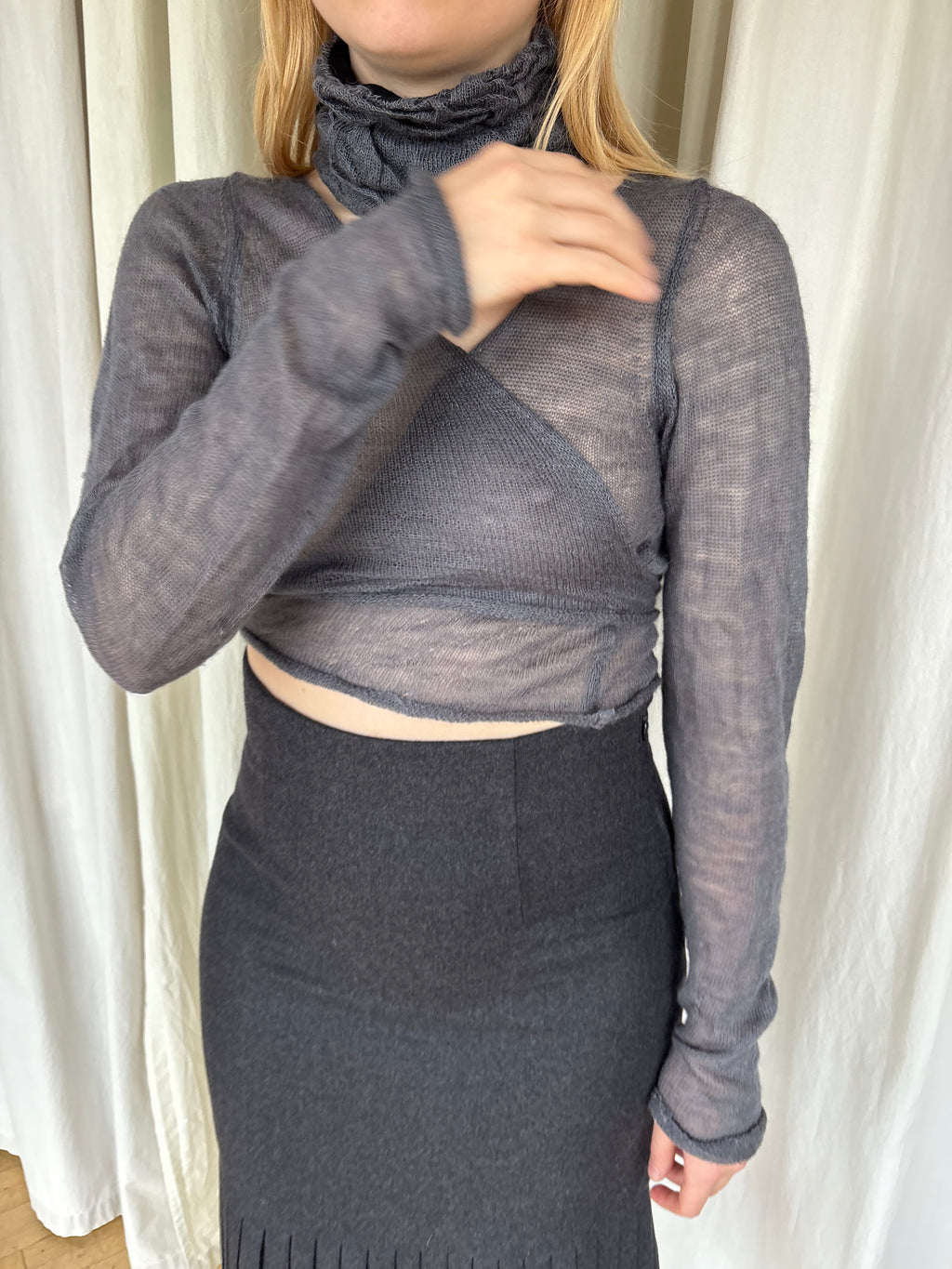 Sarah Pacini sheer wrap top