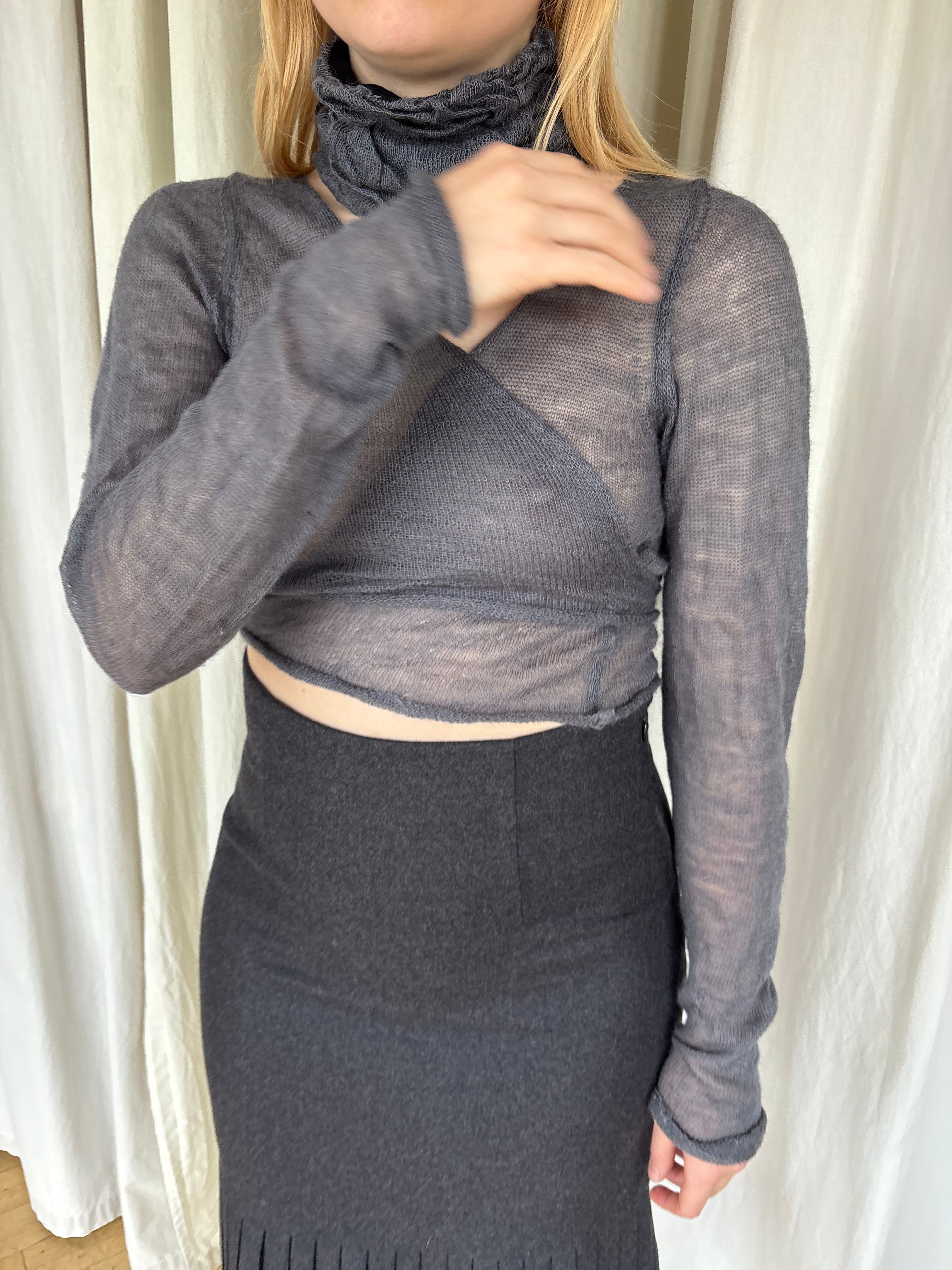 Sarah Pacini sheer wrap top