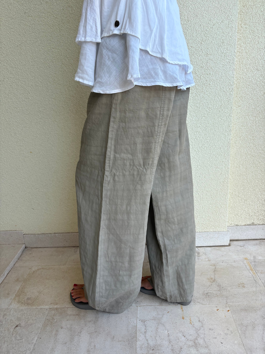 Sarah Pacini wide leg ramie trousers