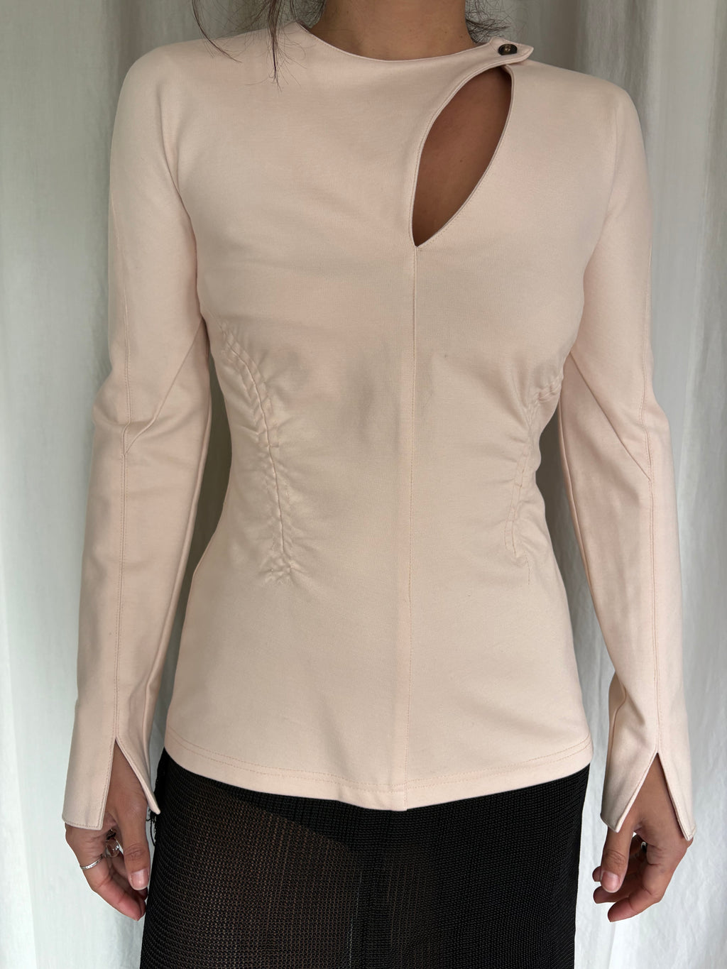 Carven structured cut-out top