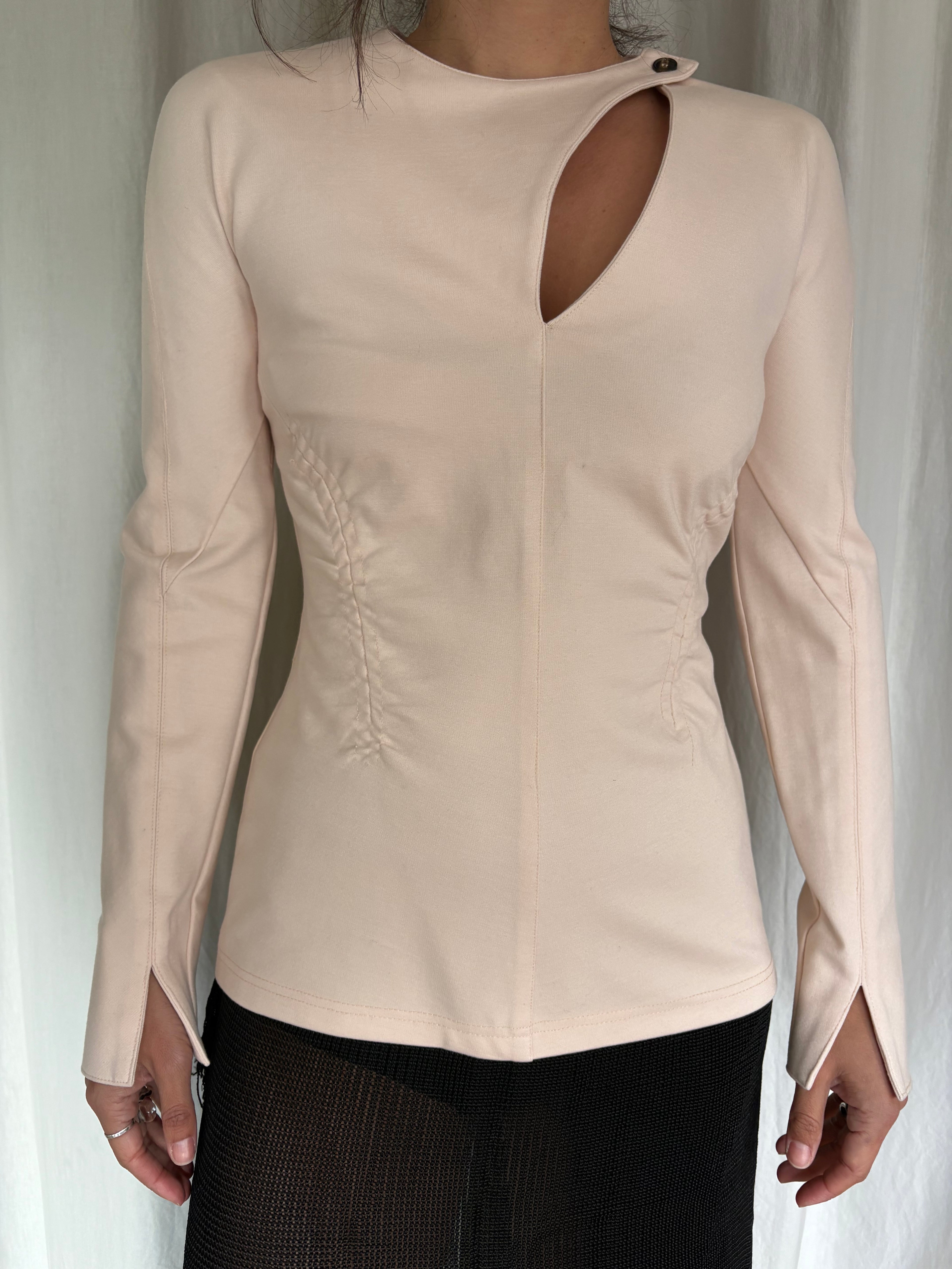 Carven structured cut-out top