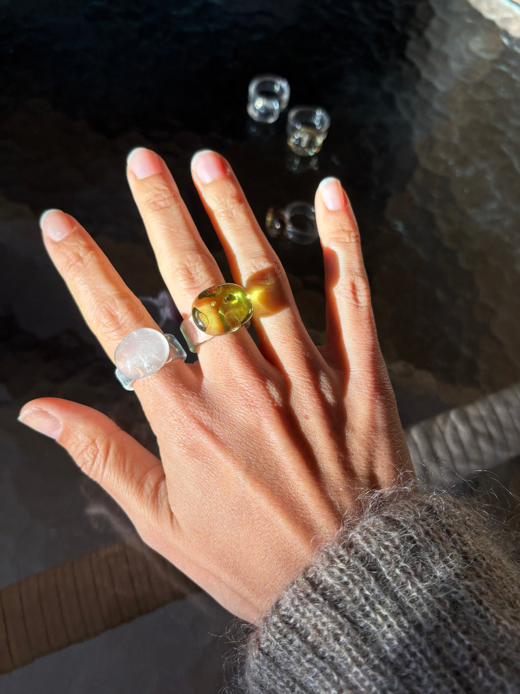 Glass Ring Smoked White