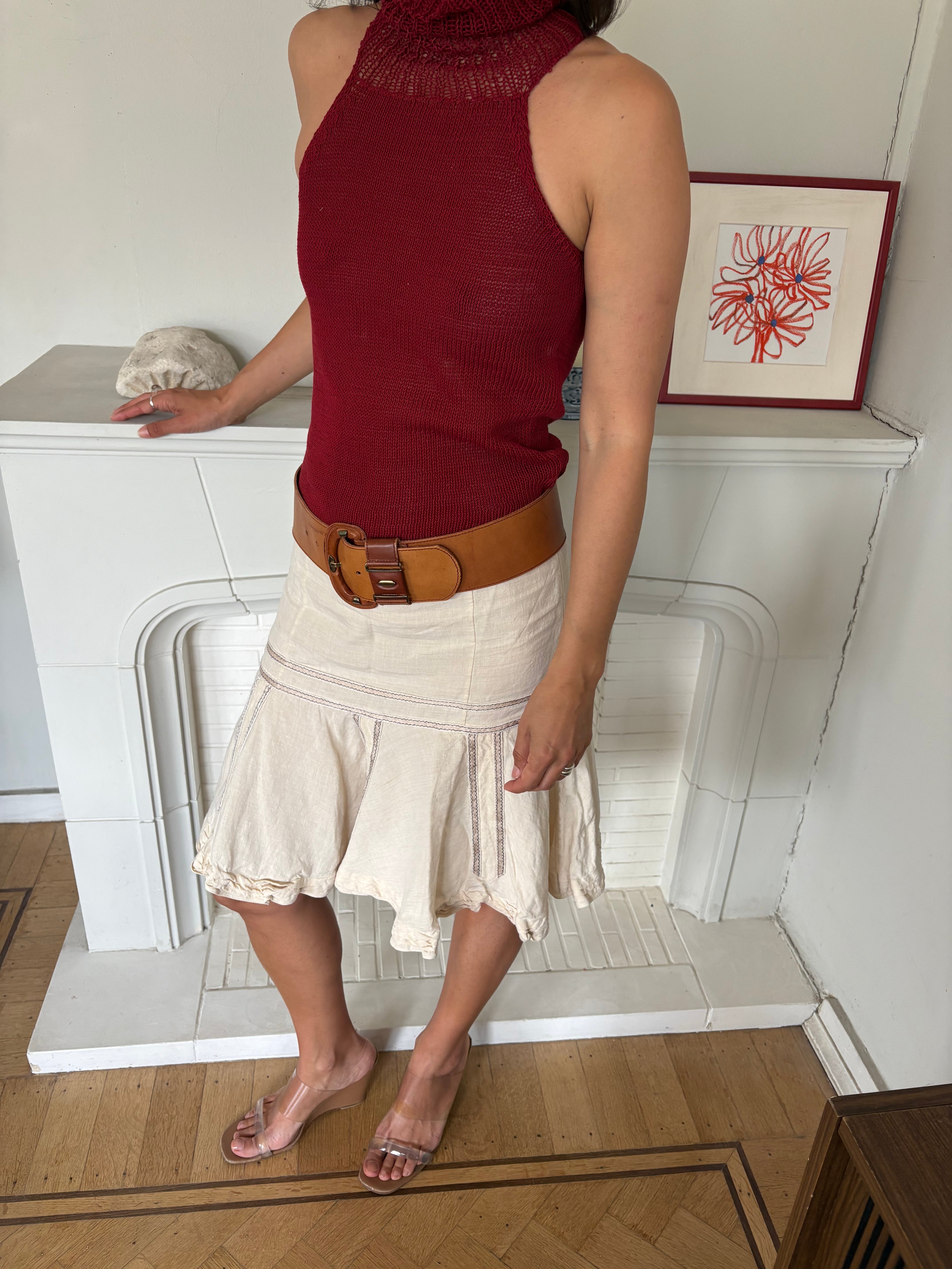 Vintage knitted cotton burgundy top
