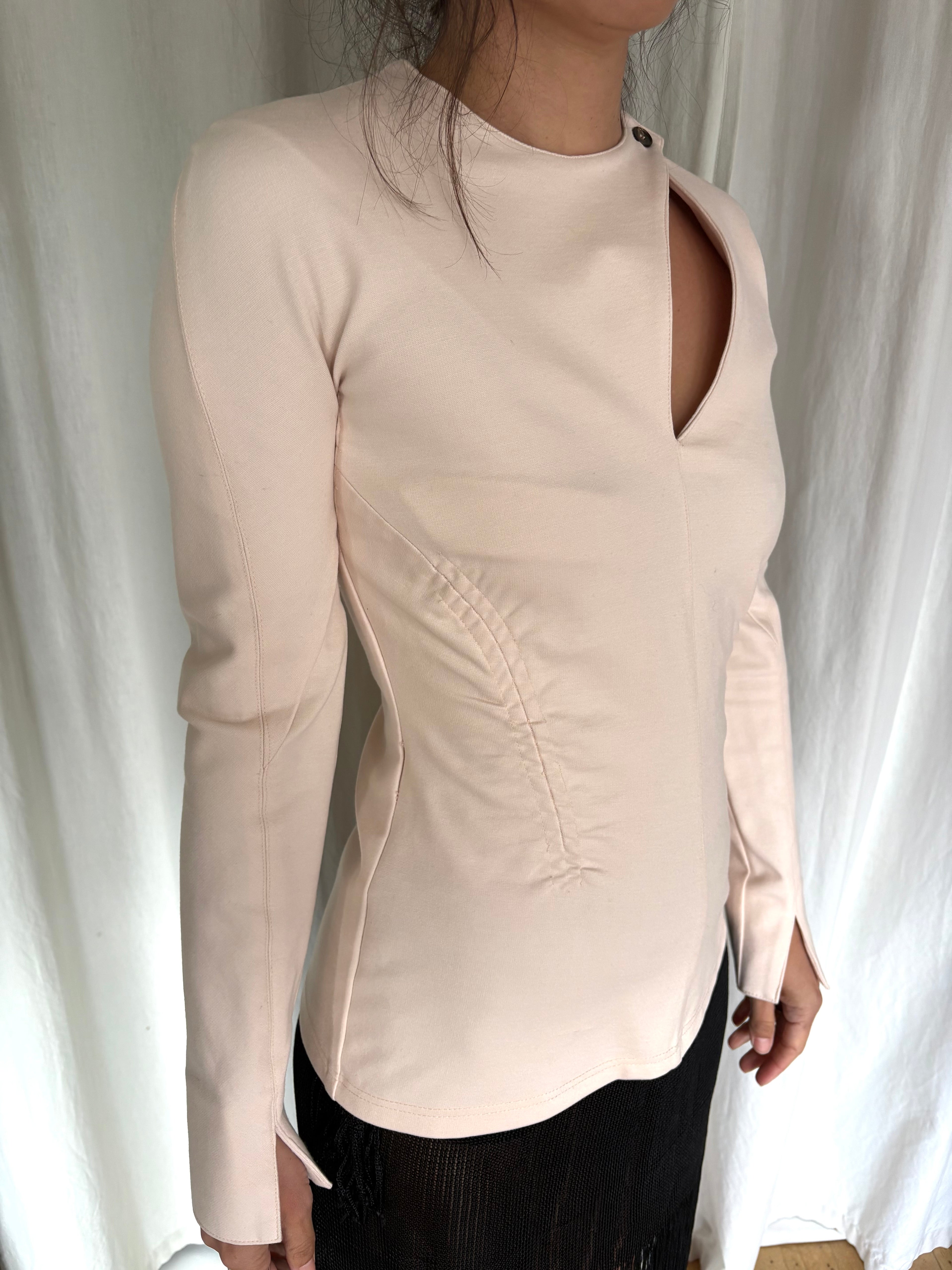 Carven structured cut-out top