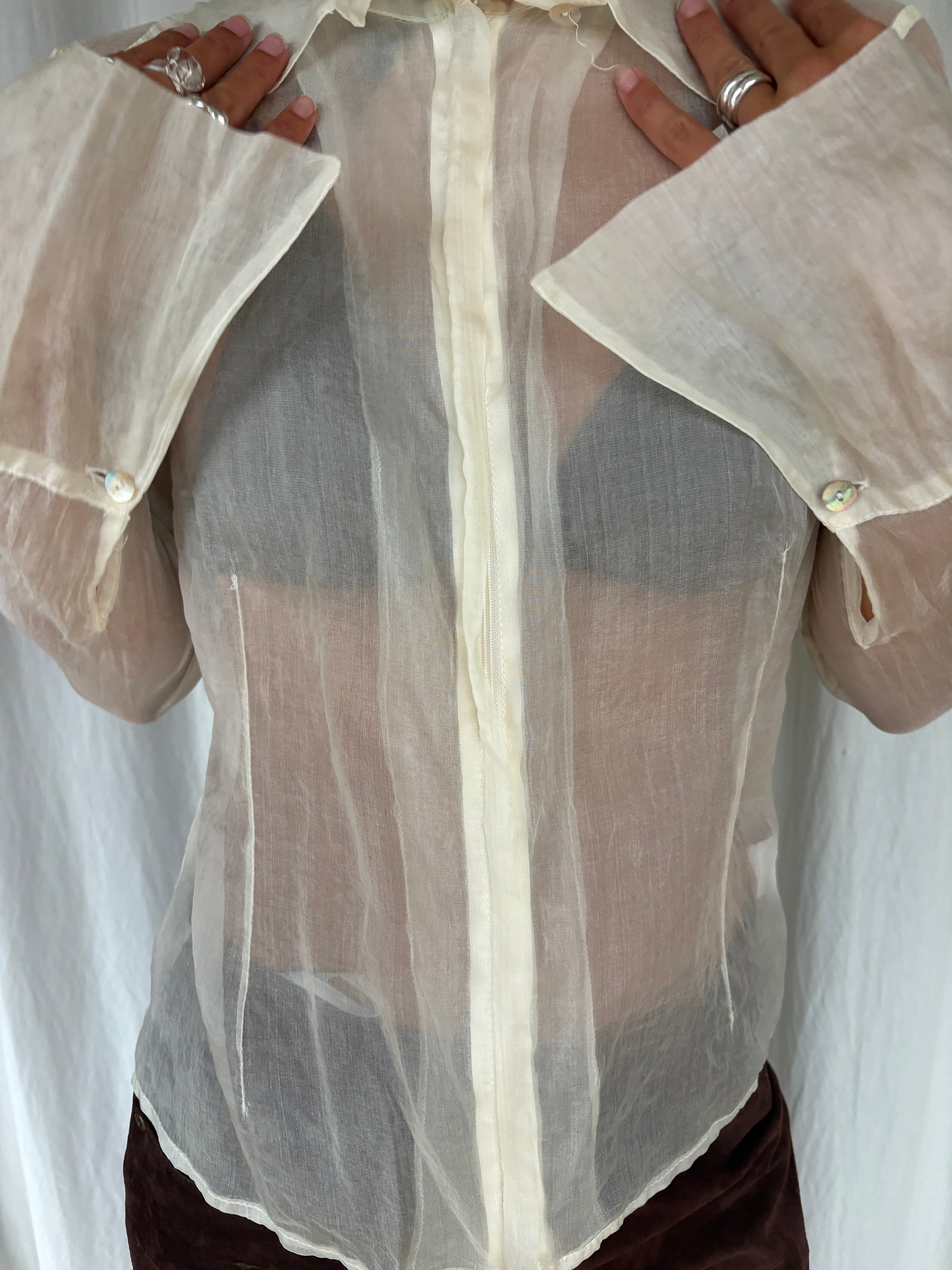 Silk organza sheer blouse