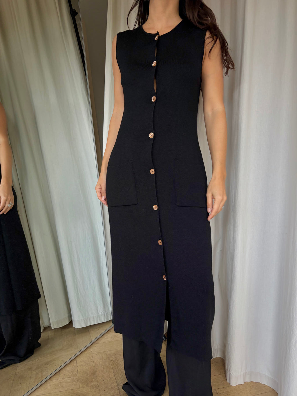 Les Copains long wool gilet