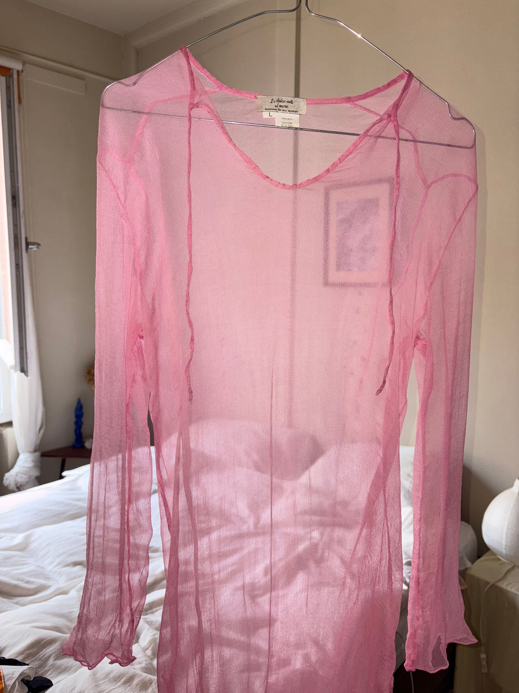 Pink silk chiffon dress