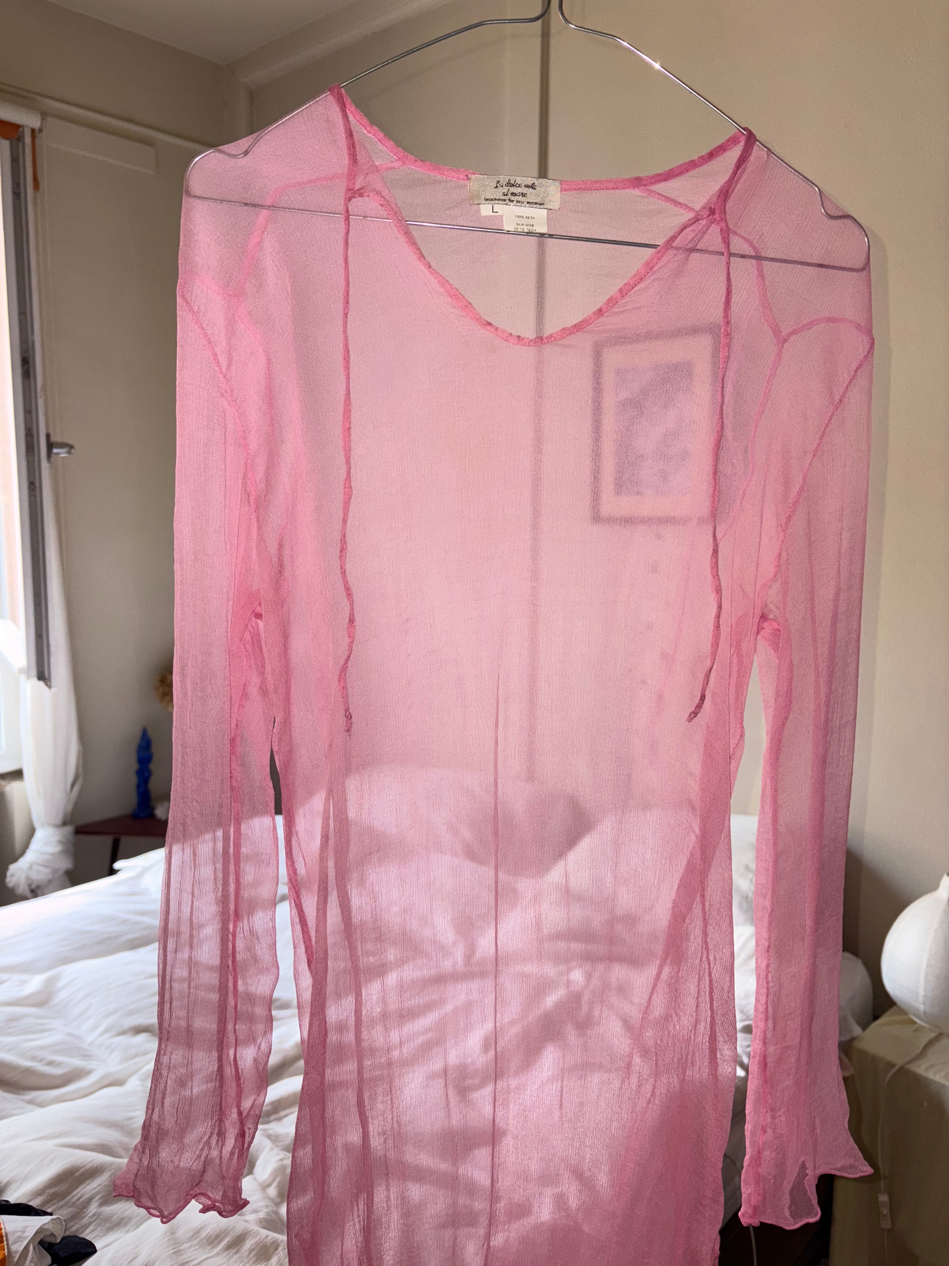 Pink silk chiffon dress