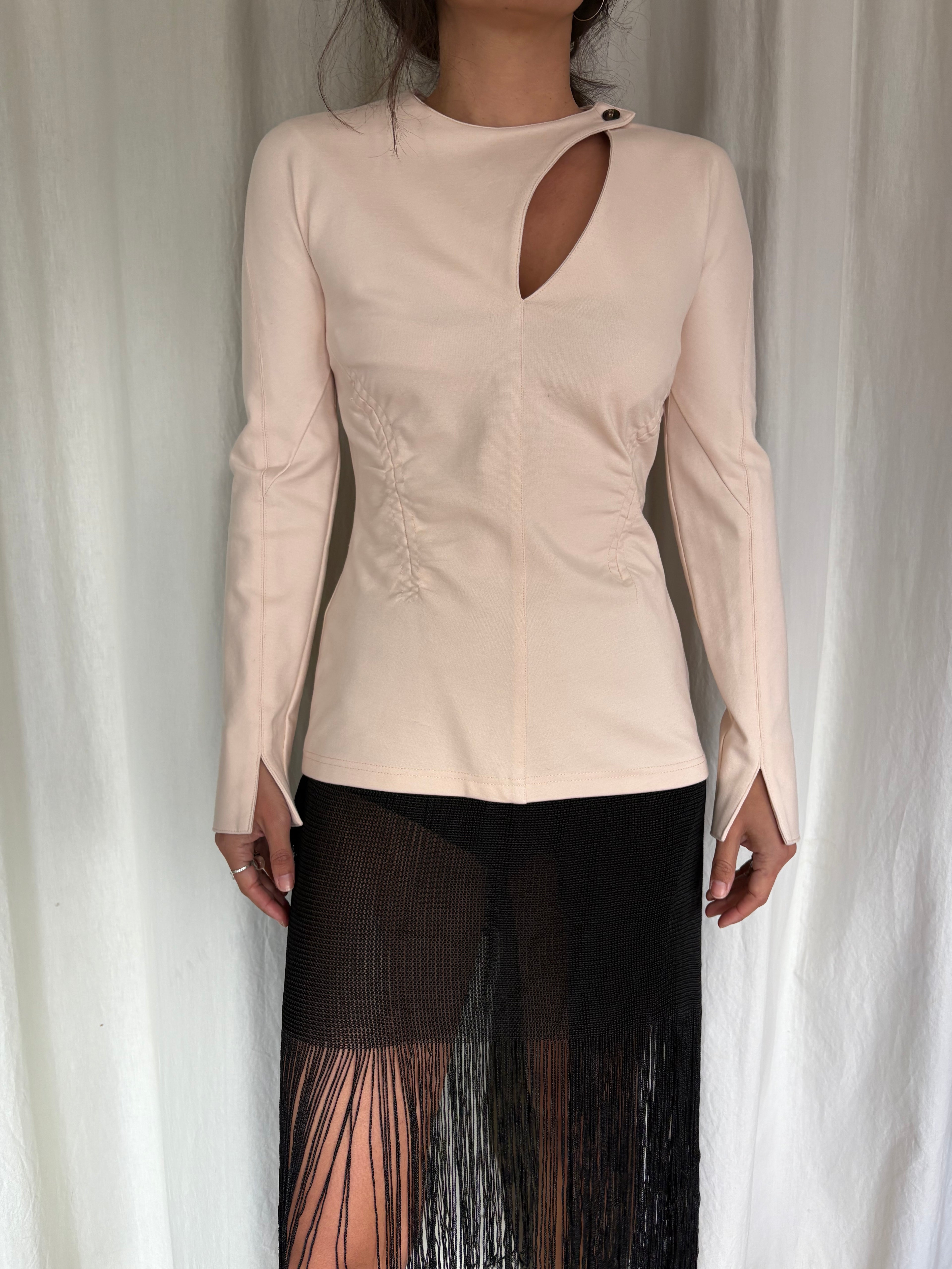 Carven structured cut-out top