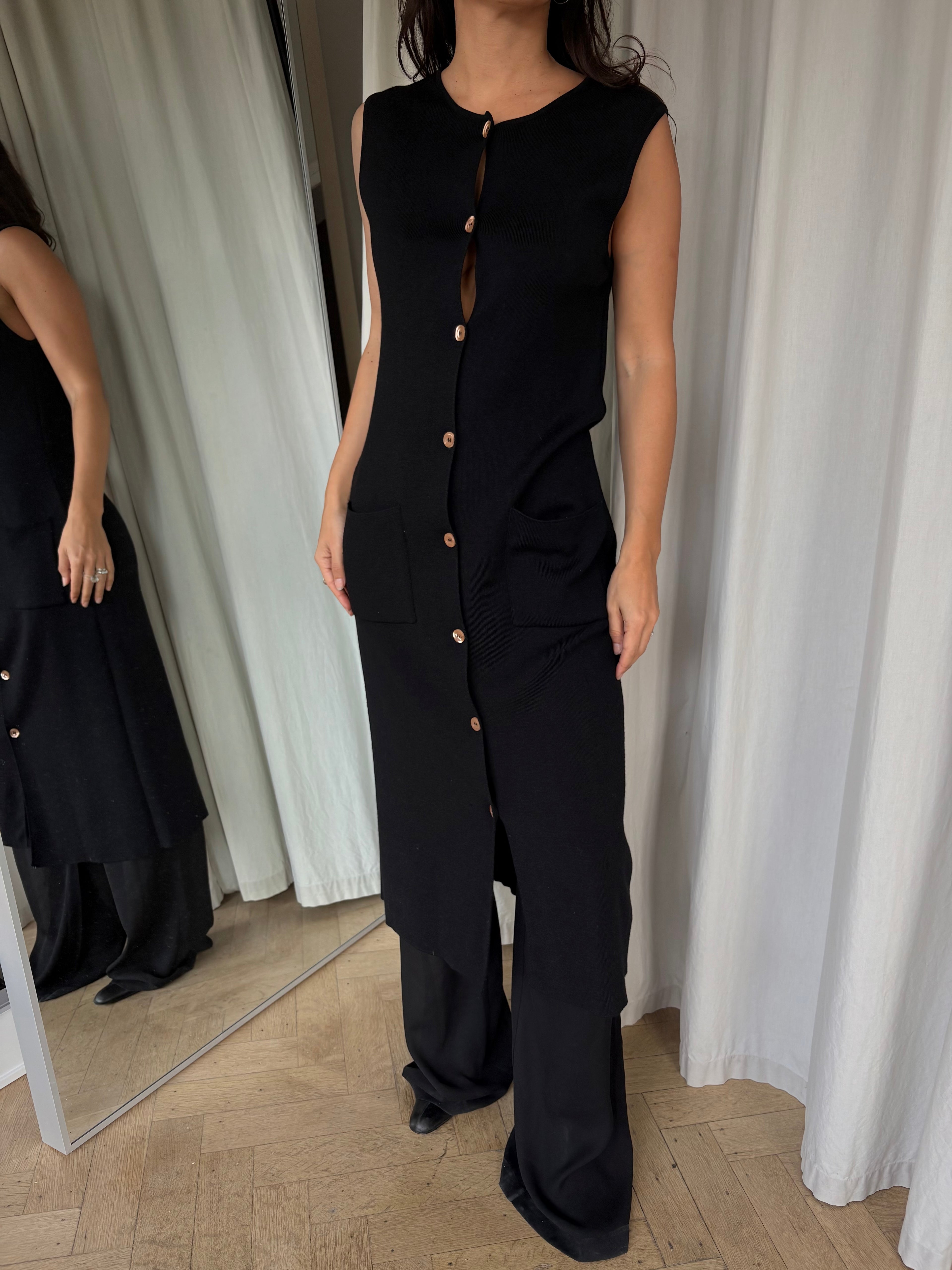 Les Copains long wool gilet