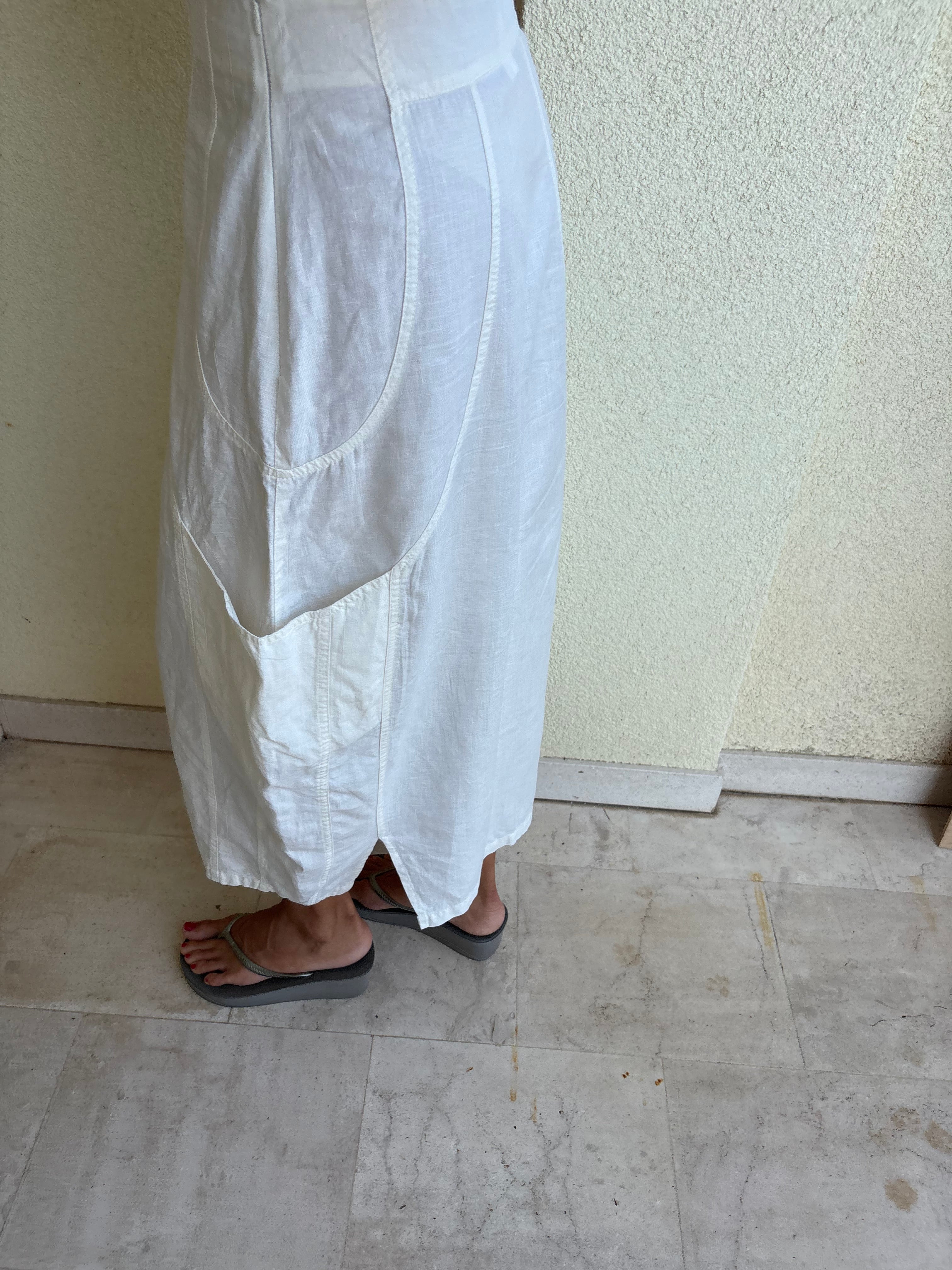 Linen pocket cream cargo skirt