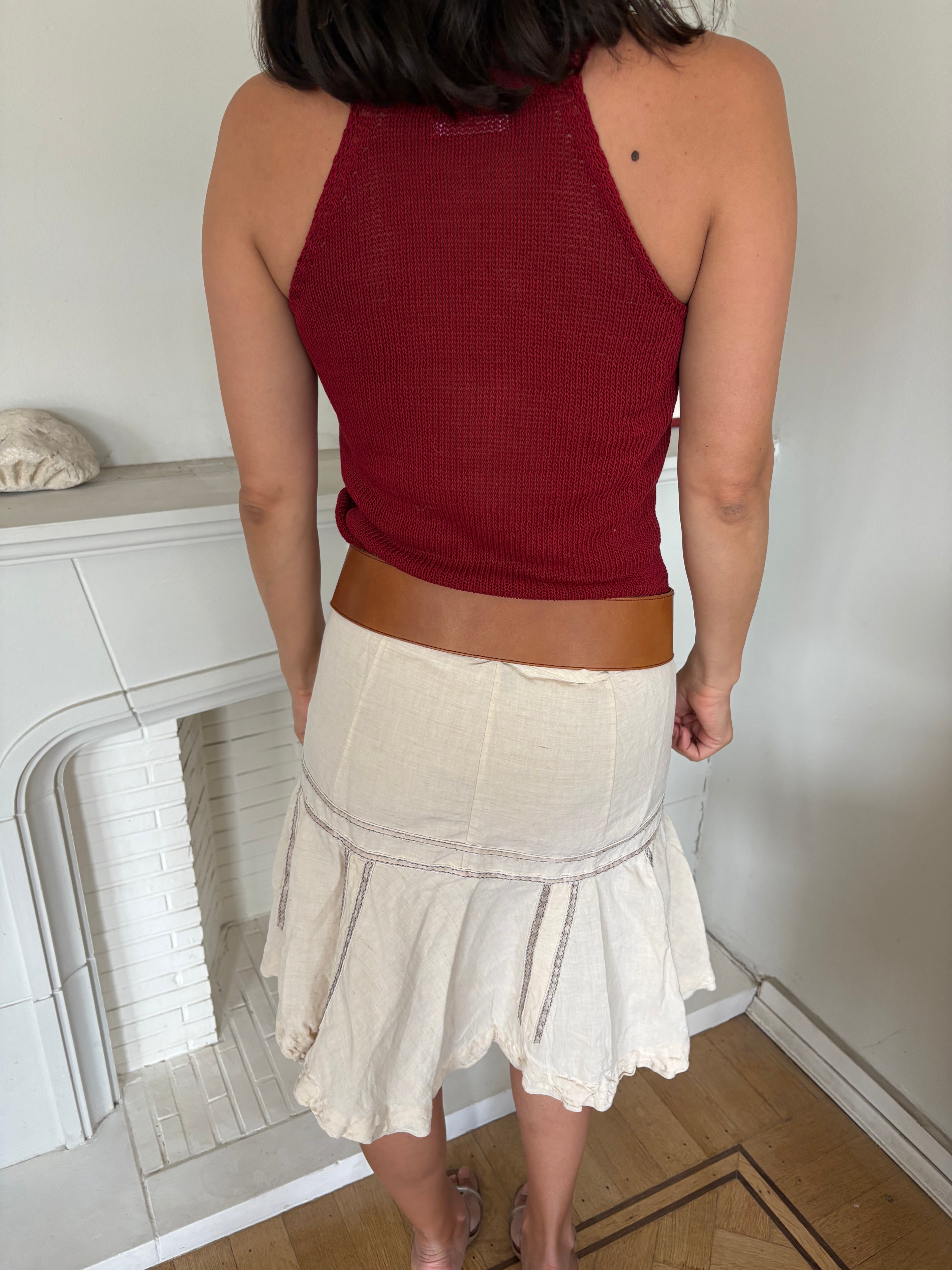 Vintage knitted cotton burgundy top