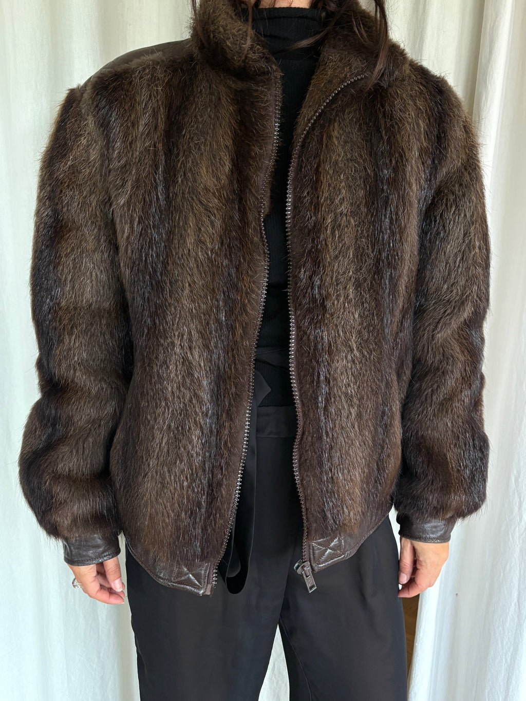 Fur bomber coat