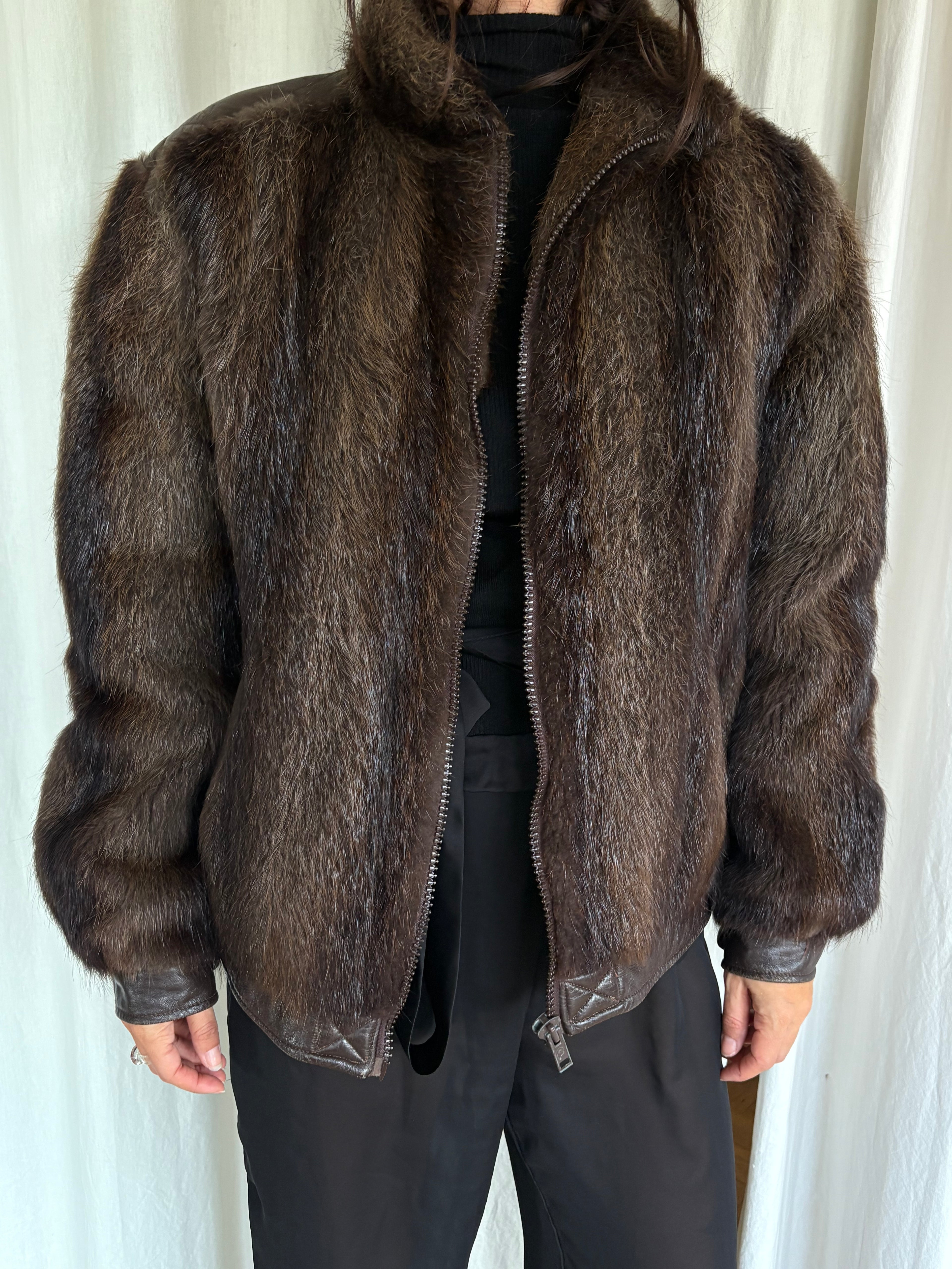 Fur bomber coat