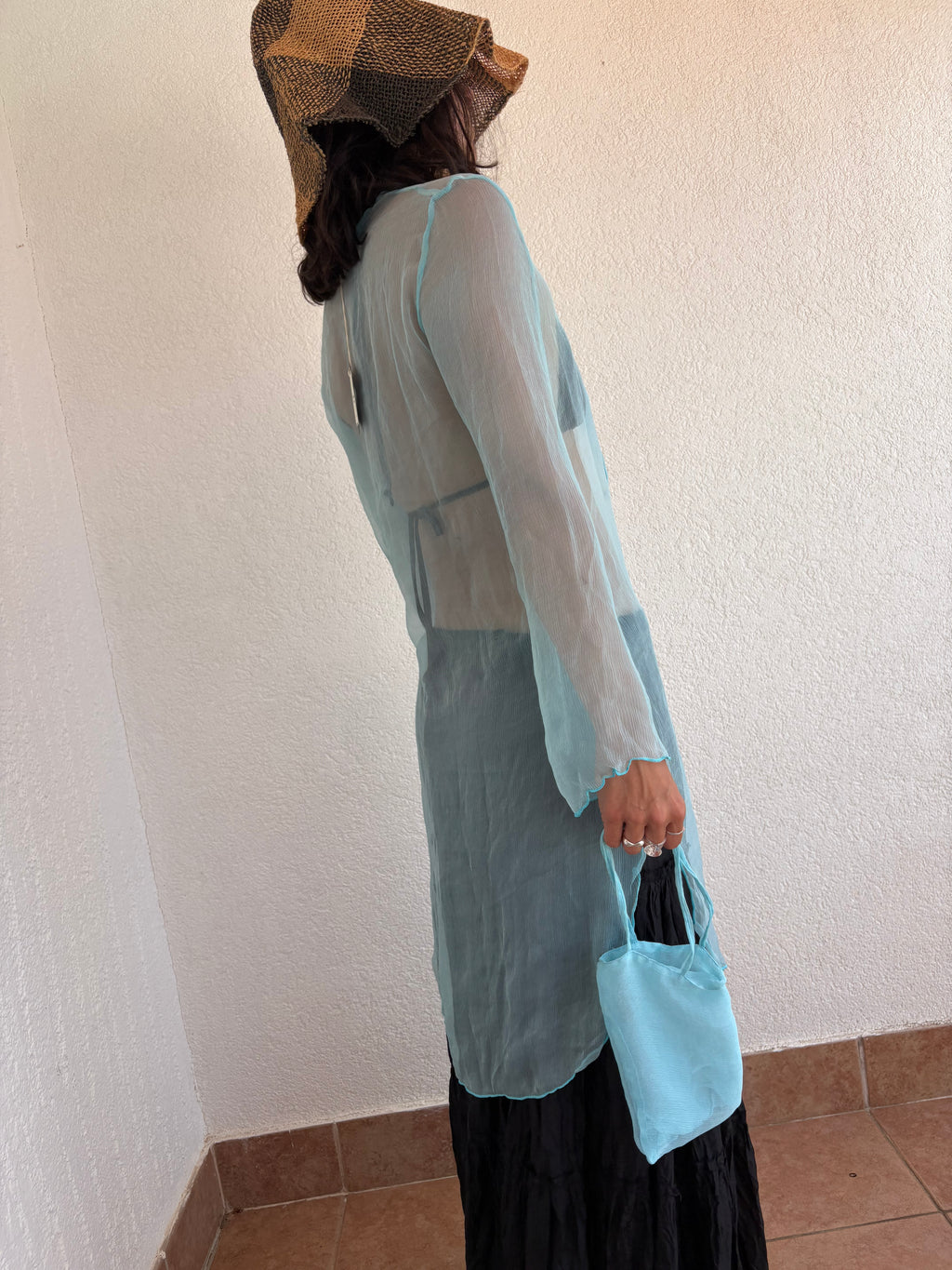 Silk chiffon turqouise tunic