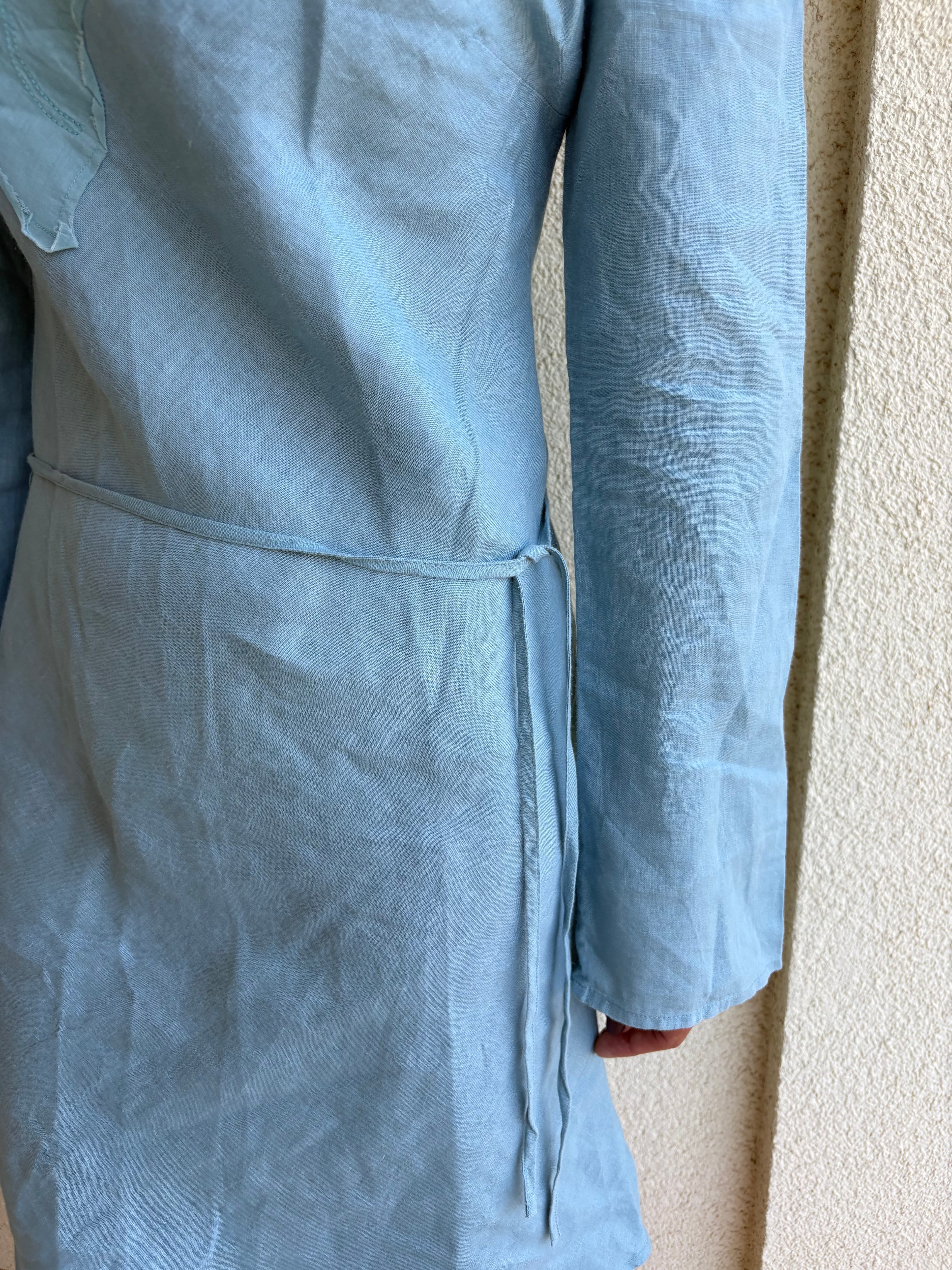 Lightblue linen assymetrical dress
