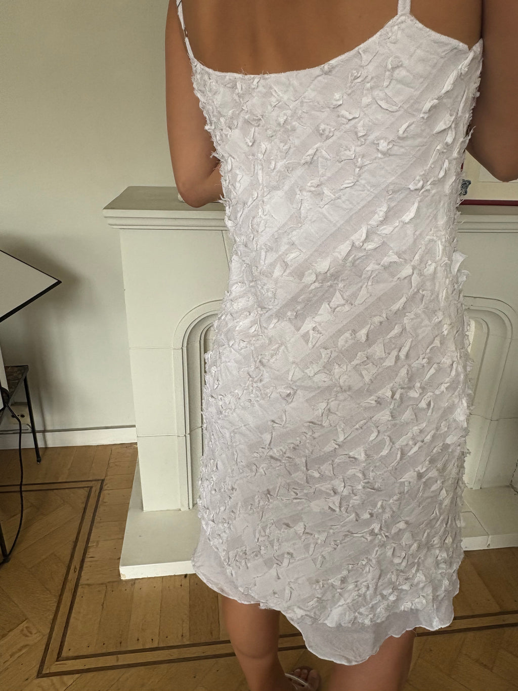 White cotton textured dress