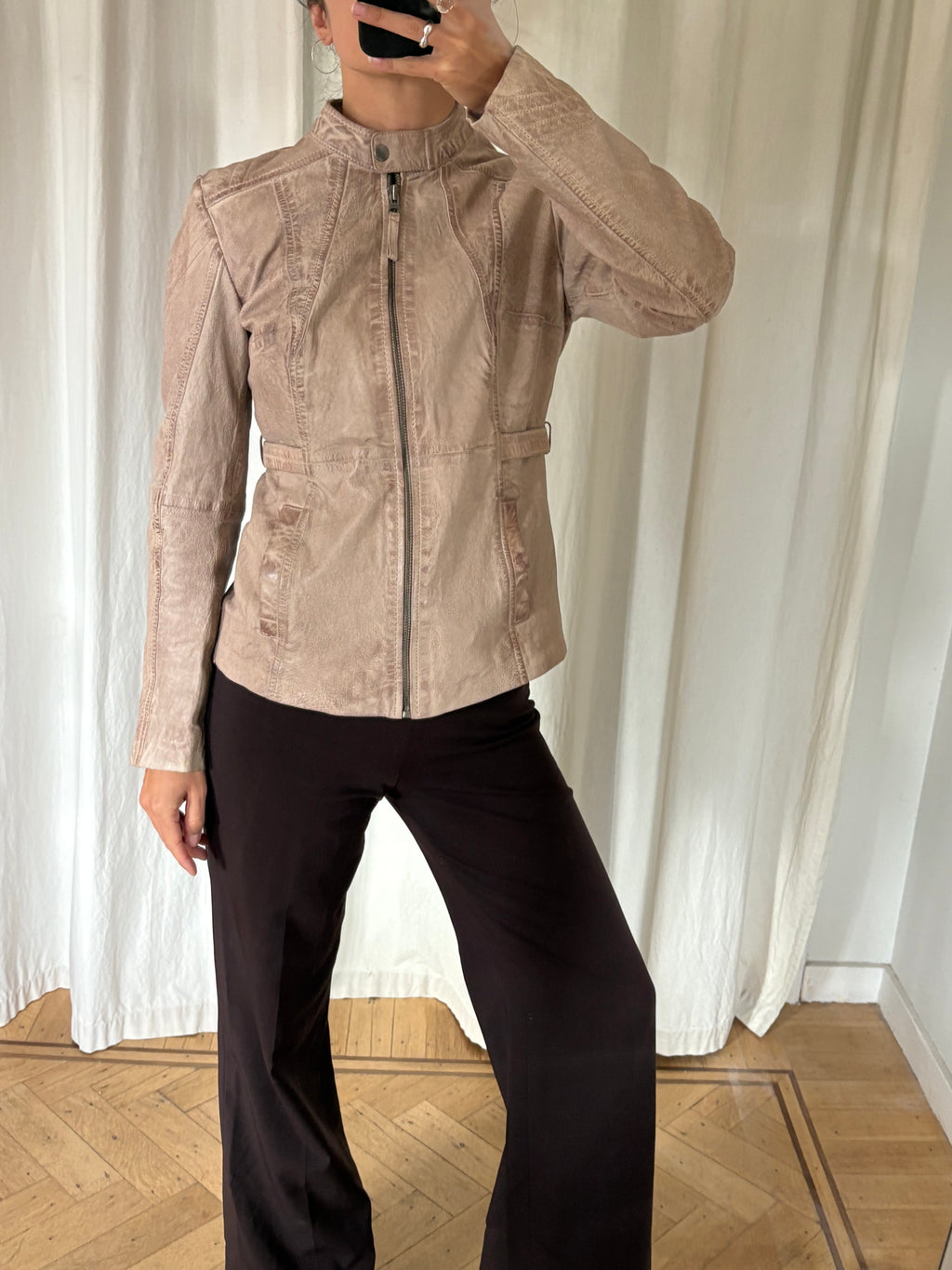 Leather moto jacket