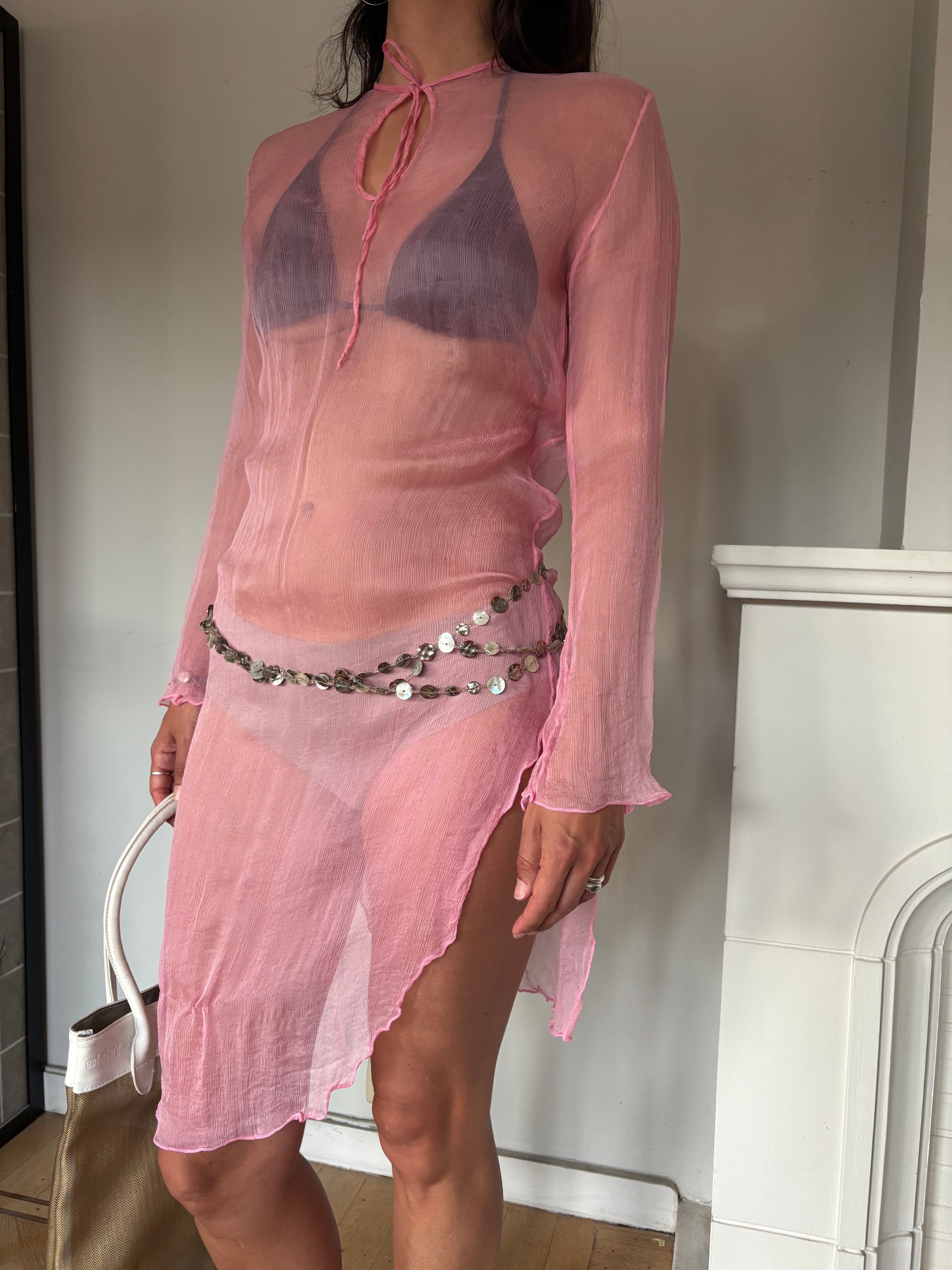 Pink silk chiffon dress