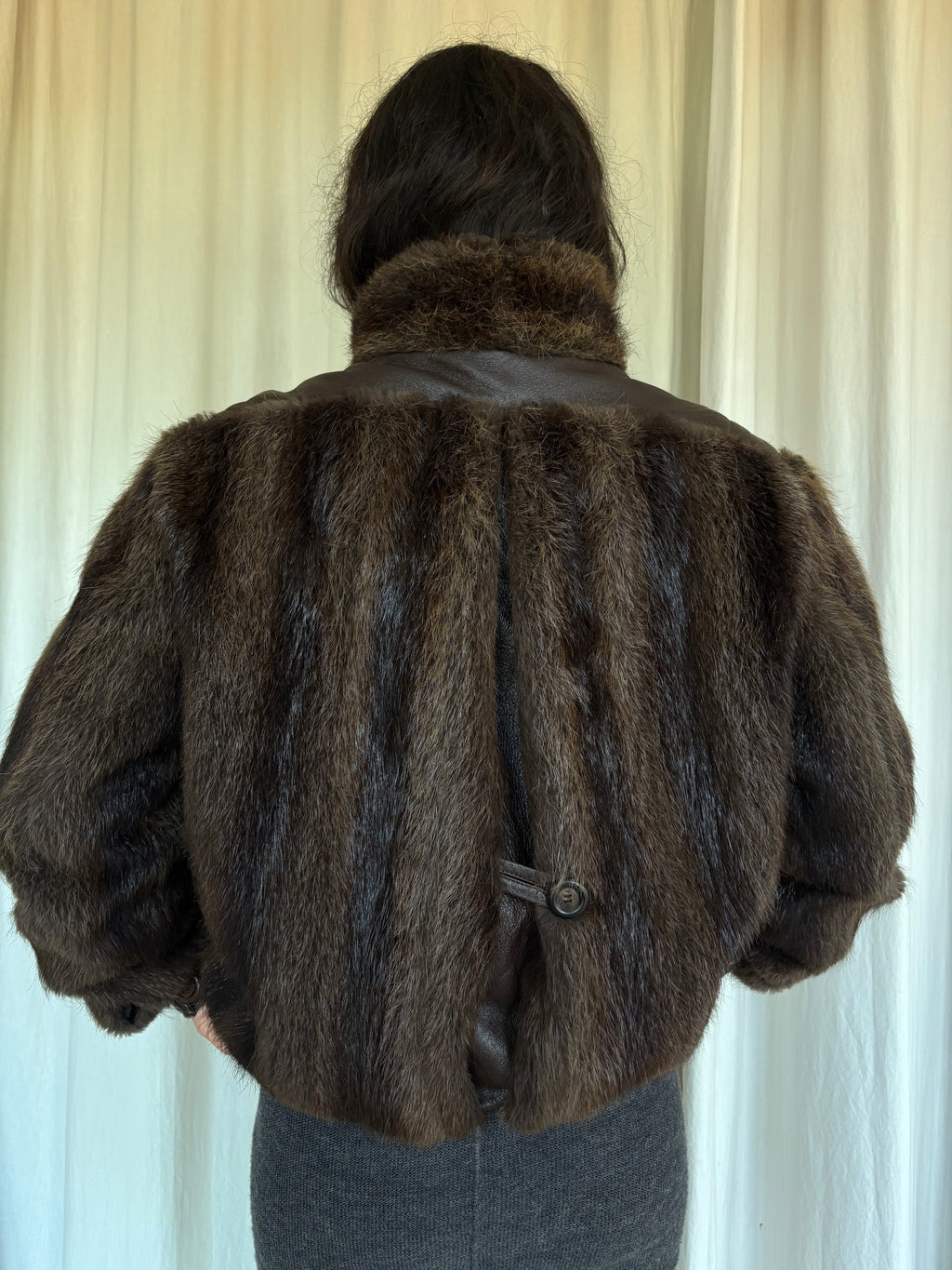 Fur bomber coat