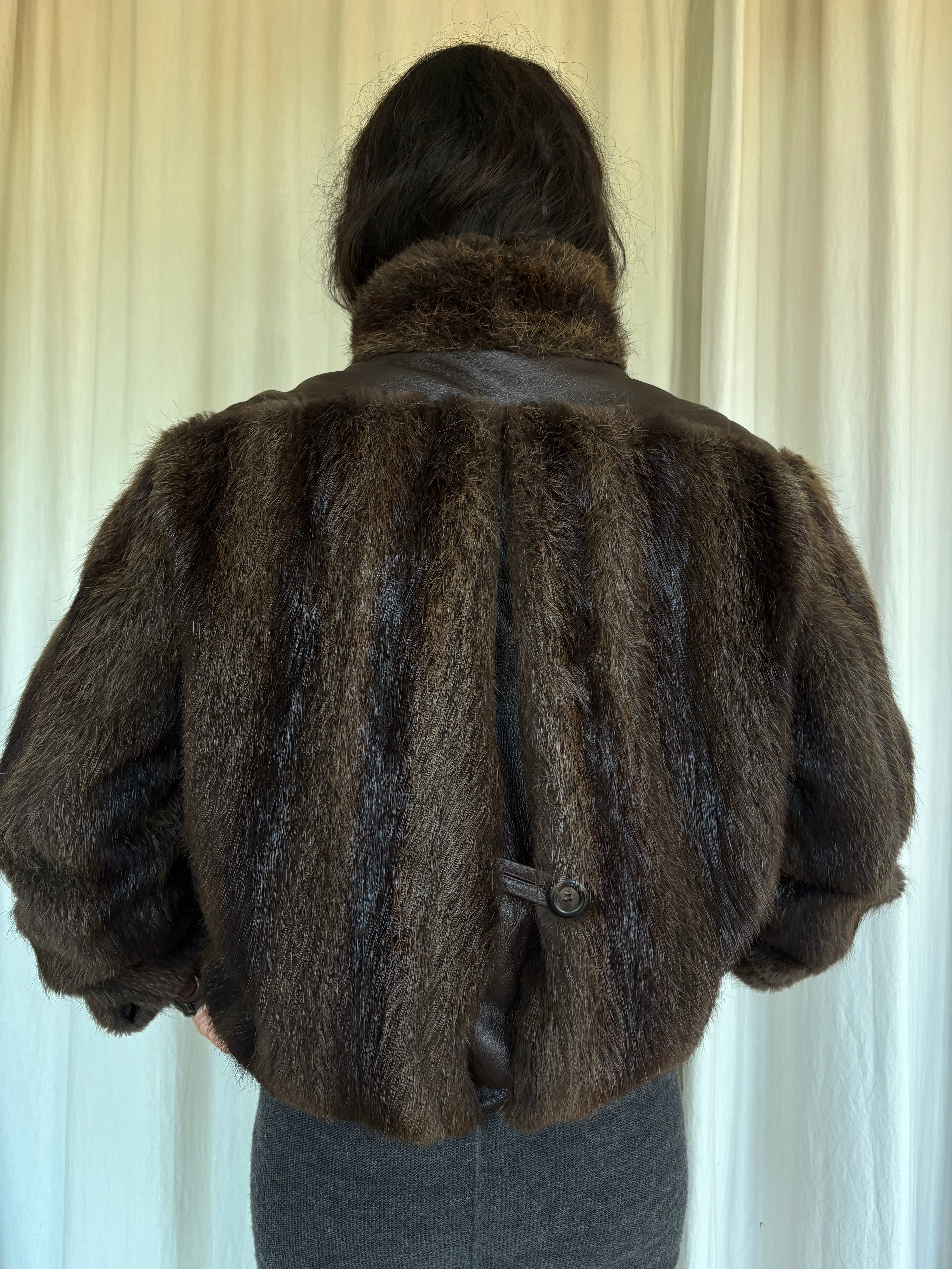 Fur bomber coat
