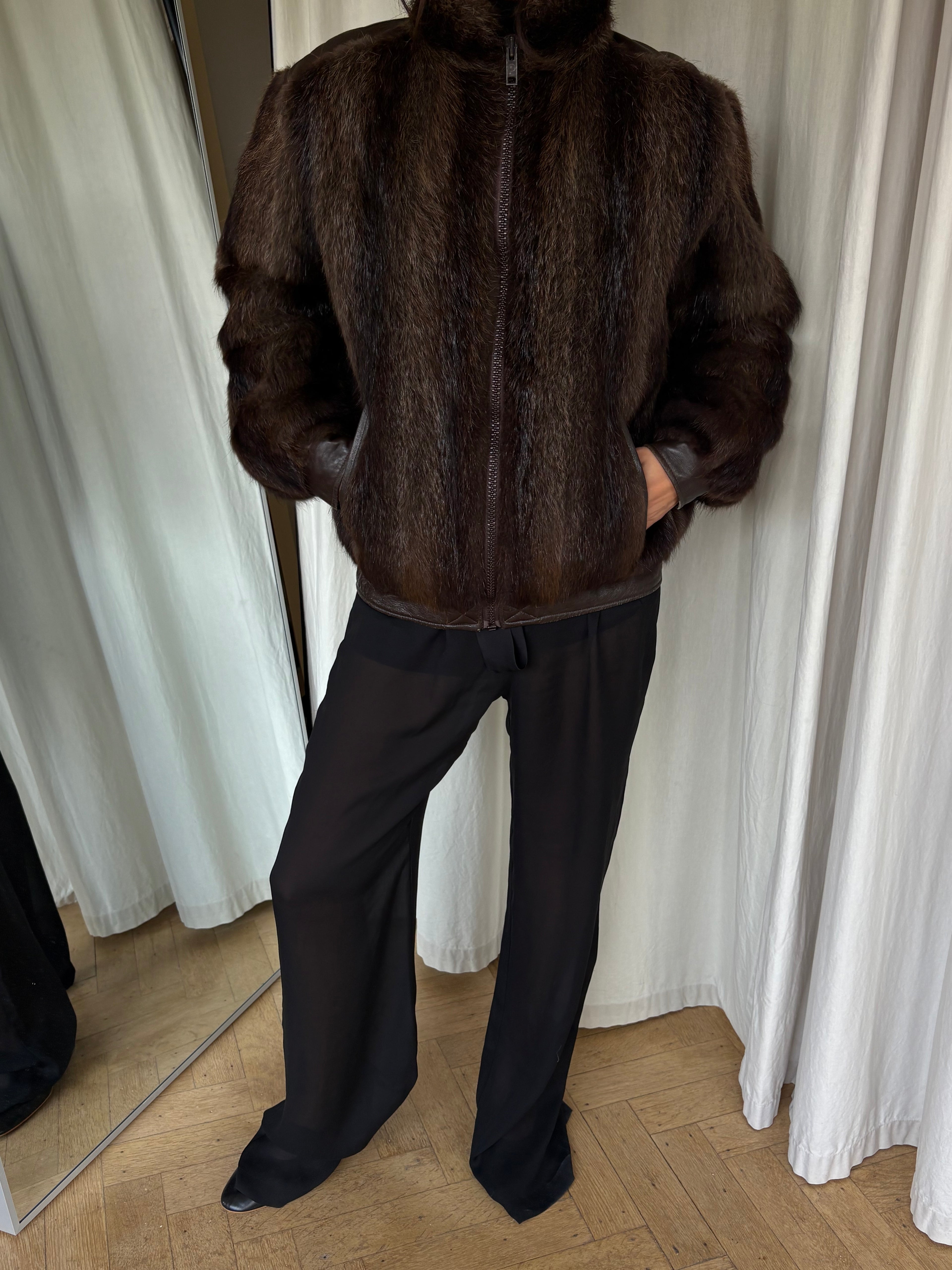 Fur bomber coat