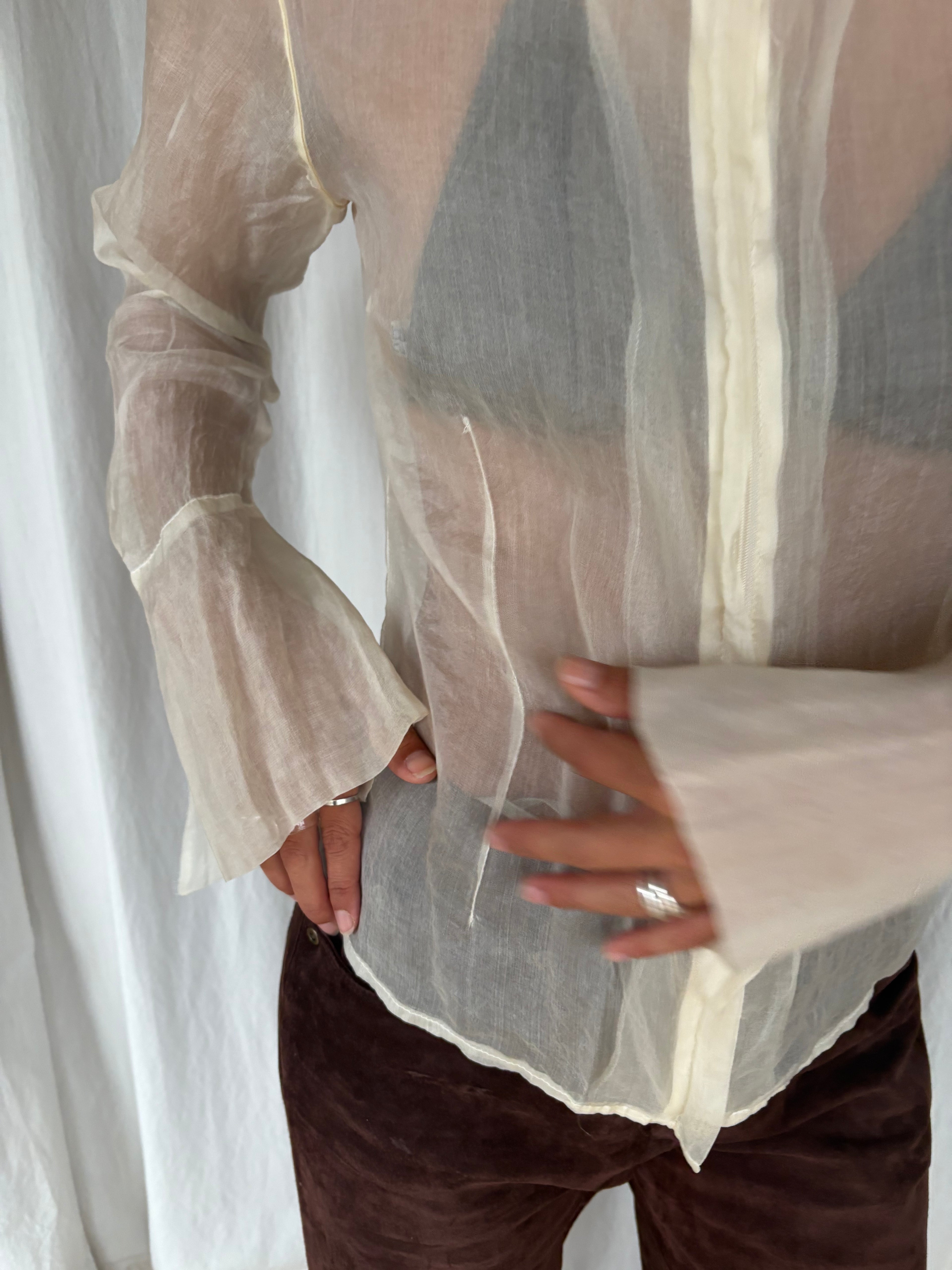Silk organza sheer blouse