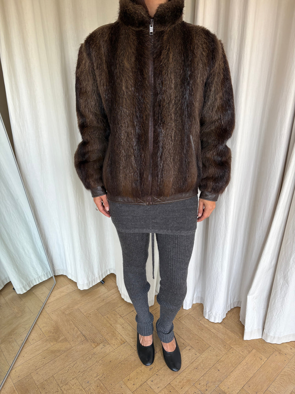 Fur bomber coat