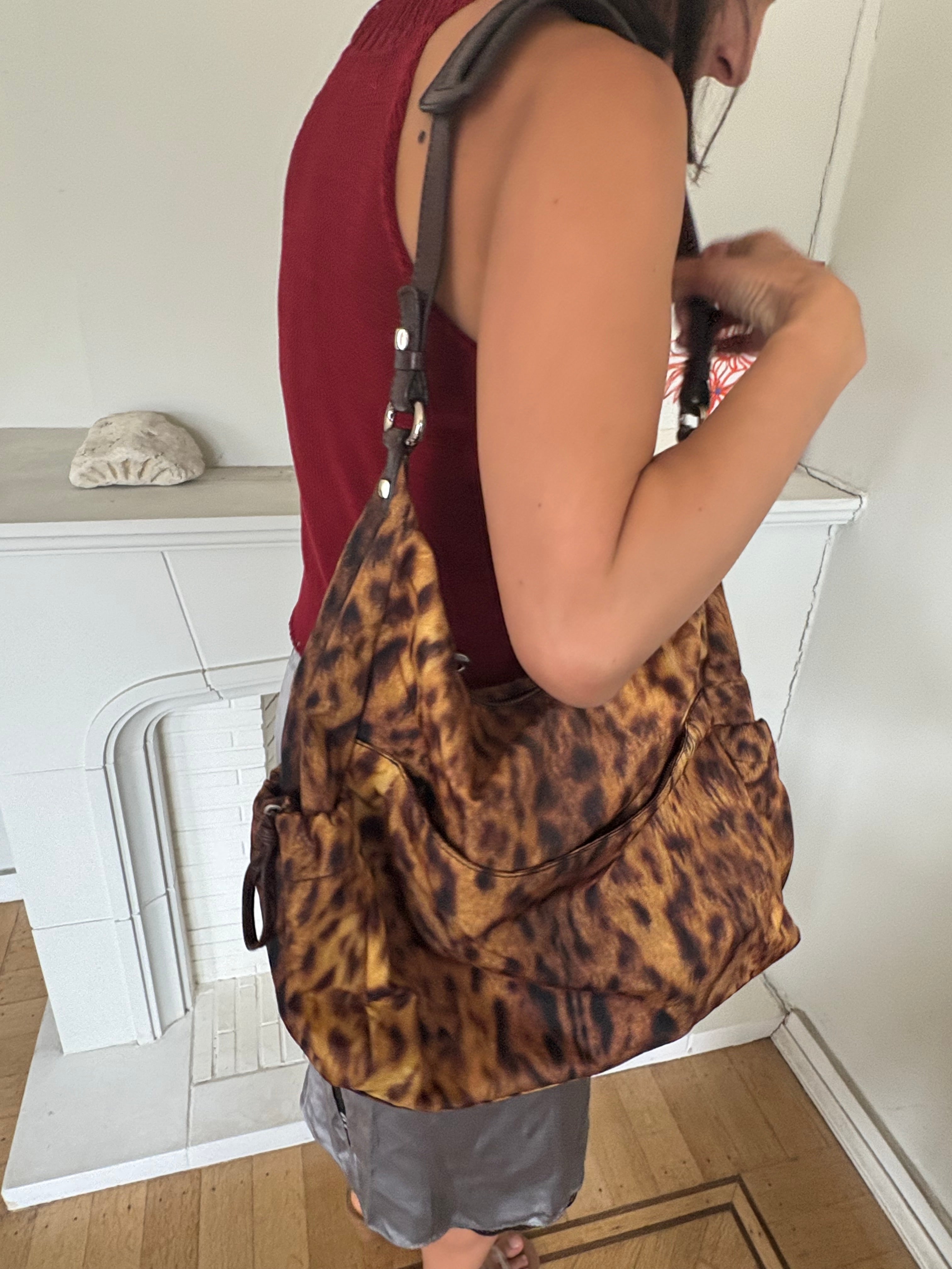 Francesco Biasia leopard fabric large bag