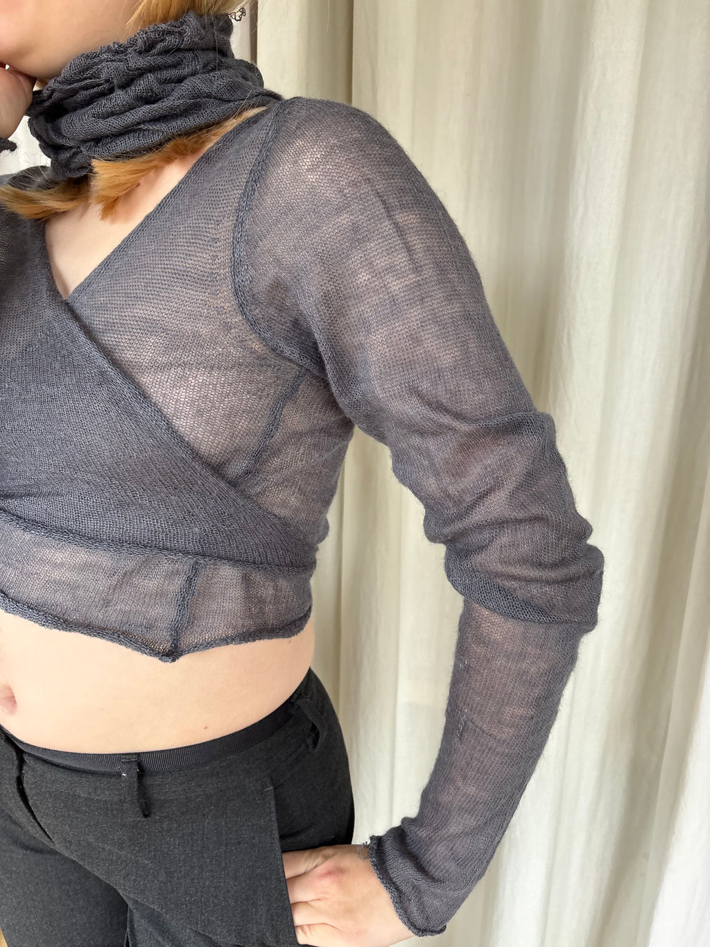 Sarah Pacini sheer wrap top