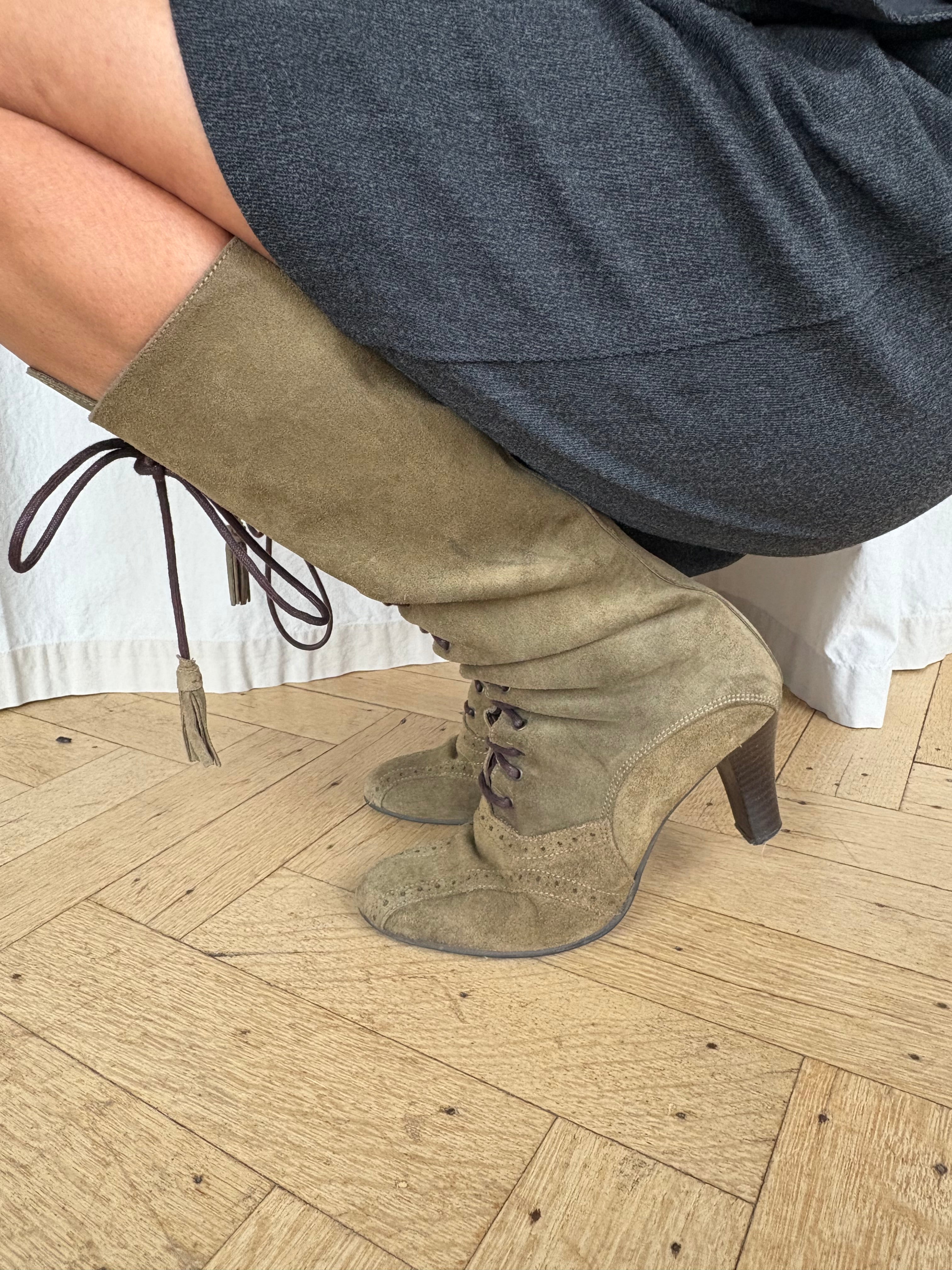 Suede Lace Up Boots