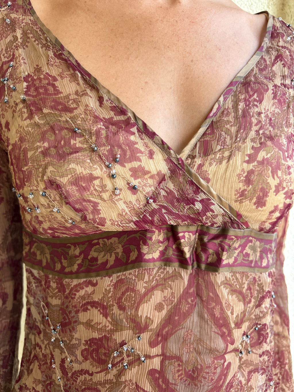 Silk embellished paisley tunic