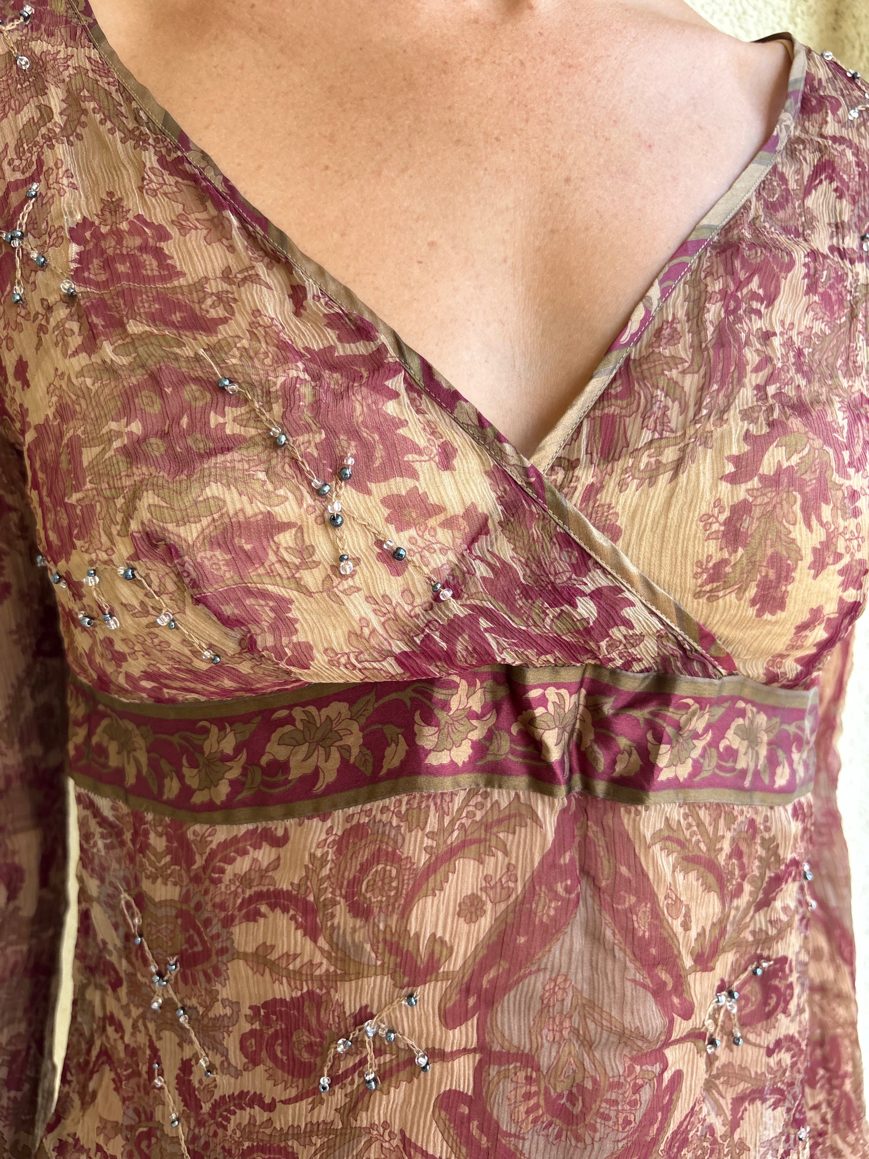 Silk embellished paisley tunic