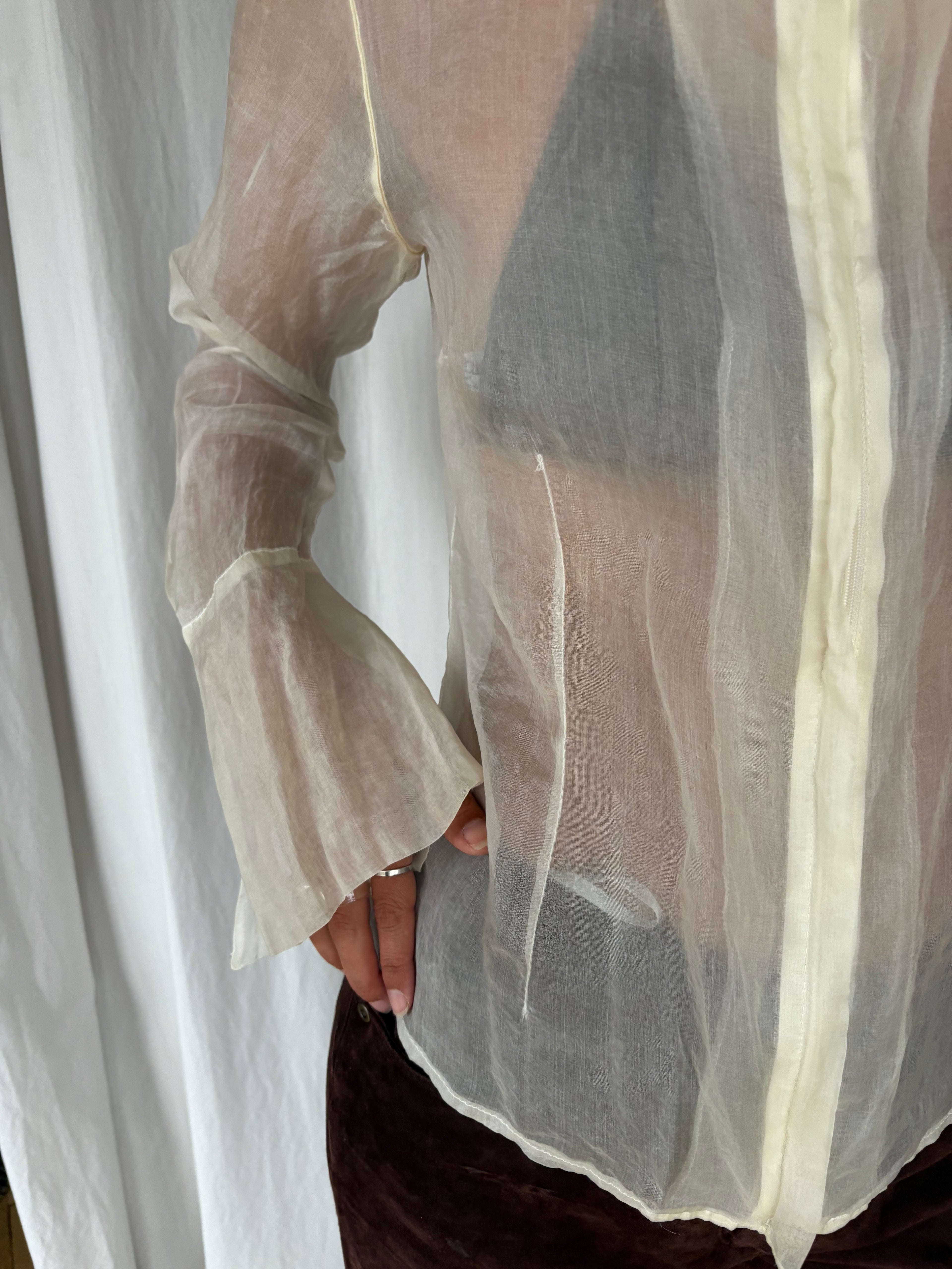 Silk organza sheer blouse