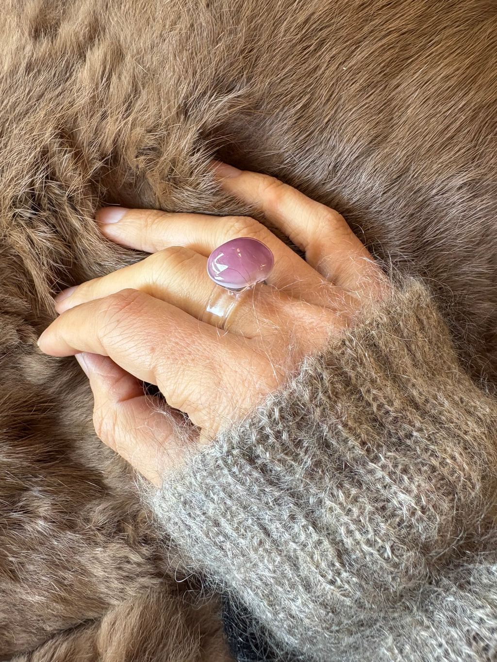 Glass Ring Lilac Smoked