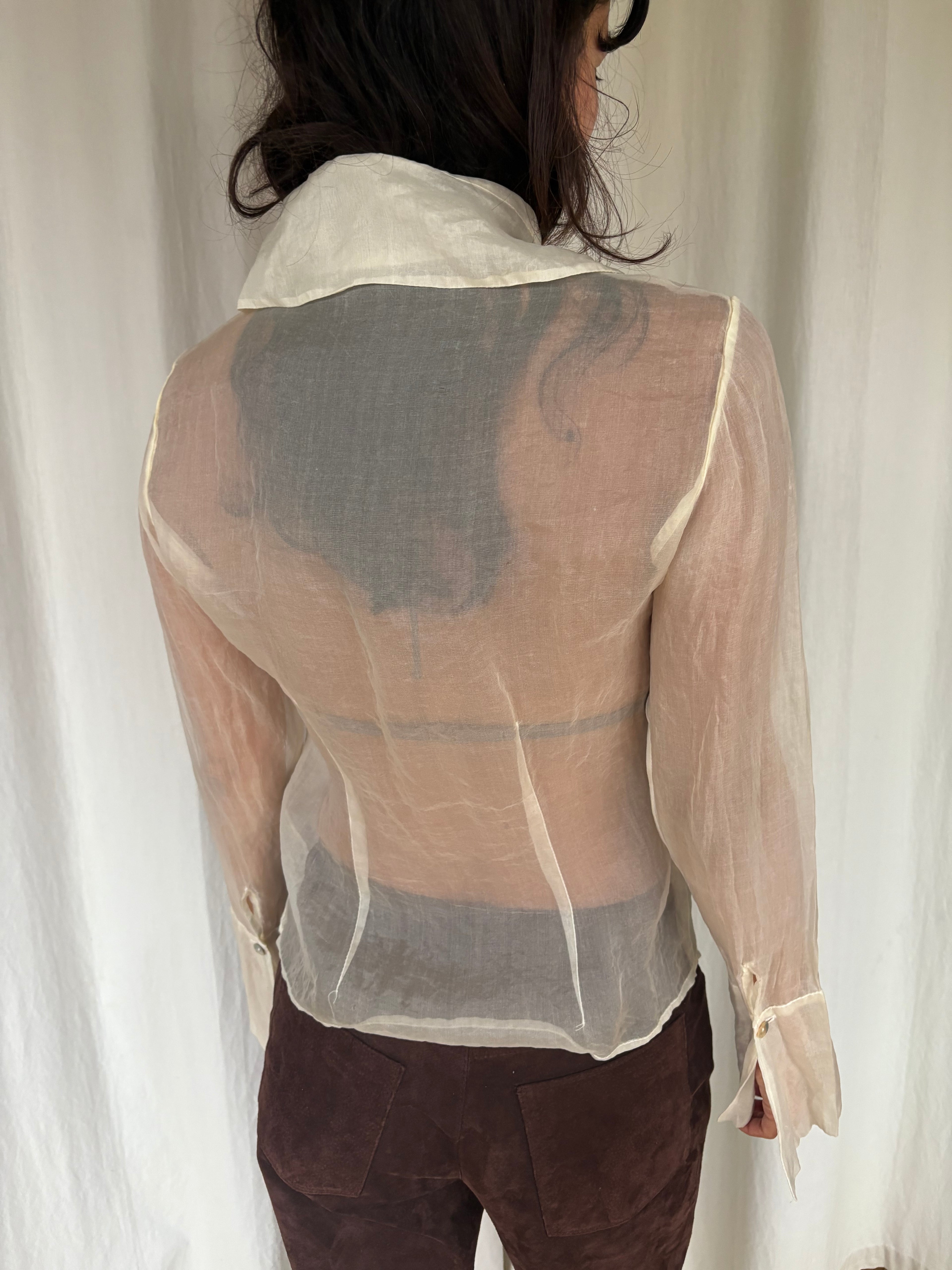 Silk organza sheer blouse