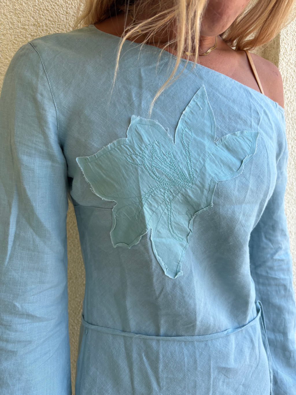 Lightblue linen assymetrical dress