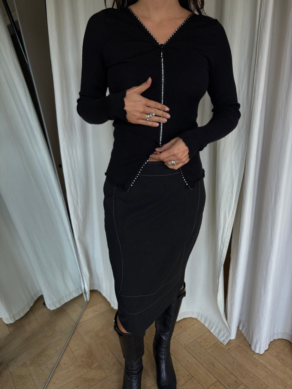 Oscalito Rhinestone Zip Cardigan