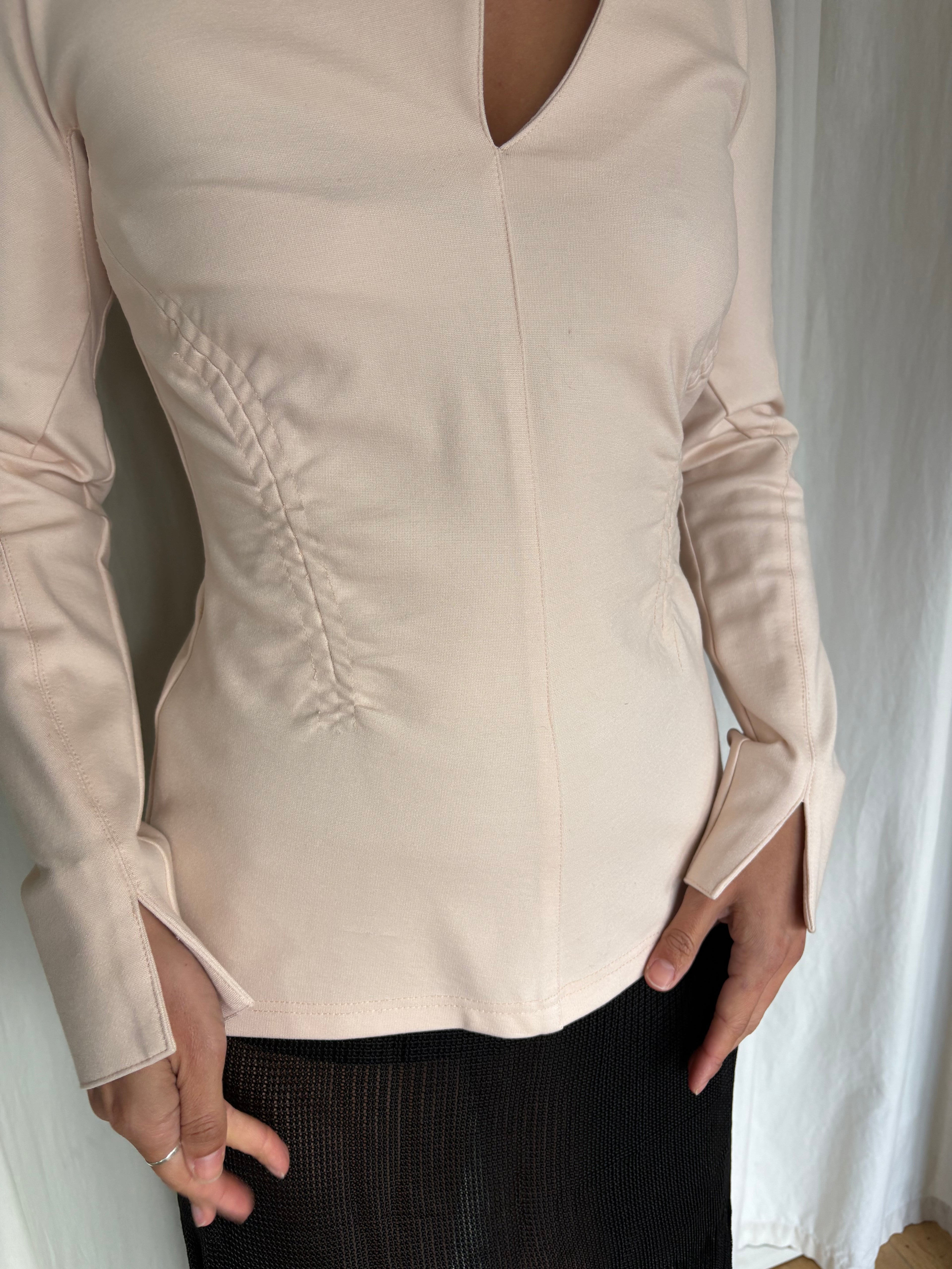 Carven structured cut-out top