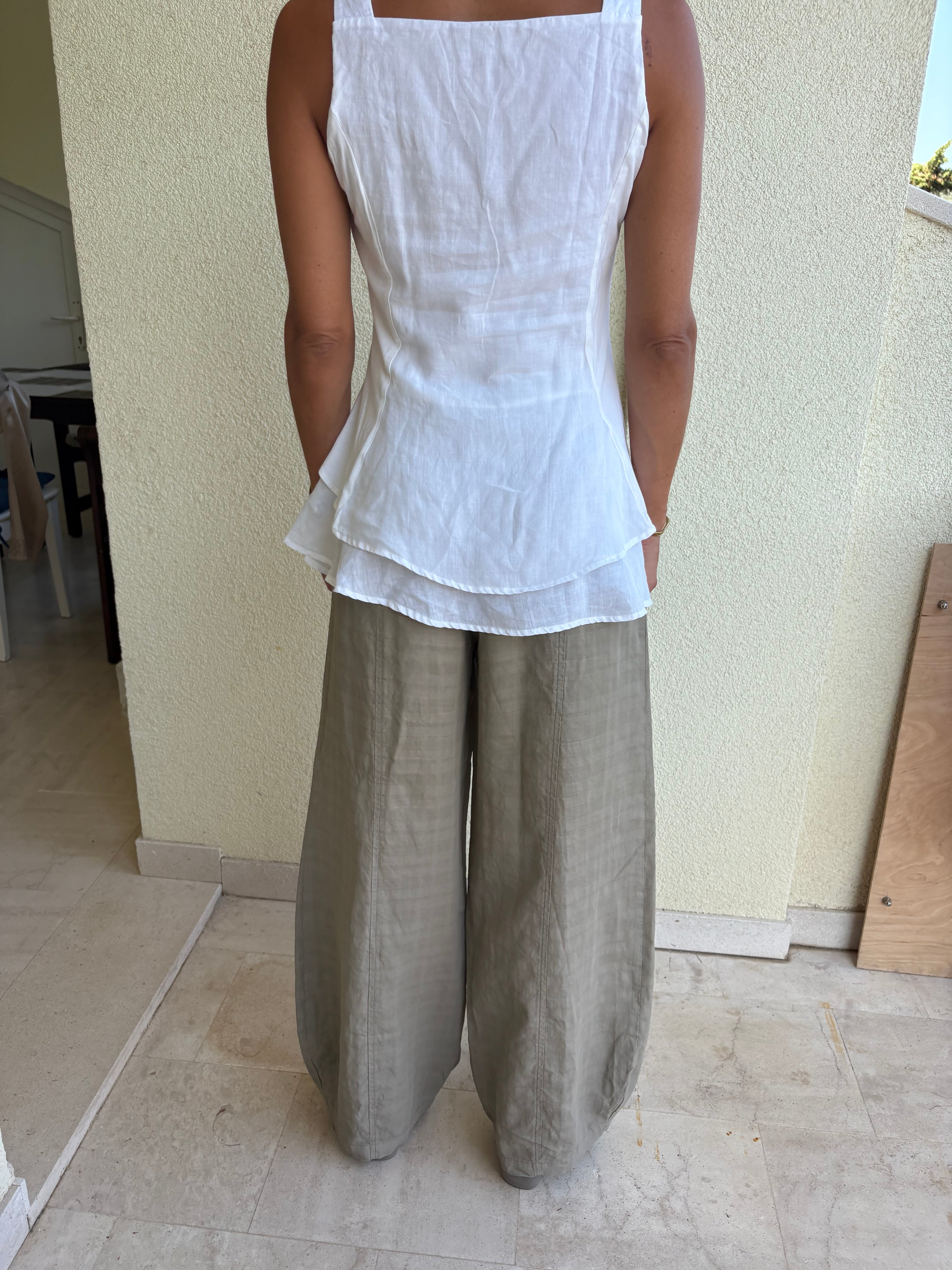 Linen paneled peplum top