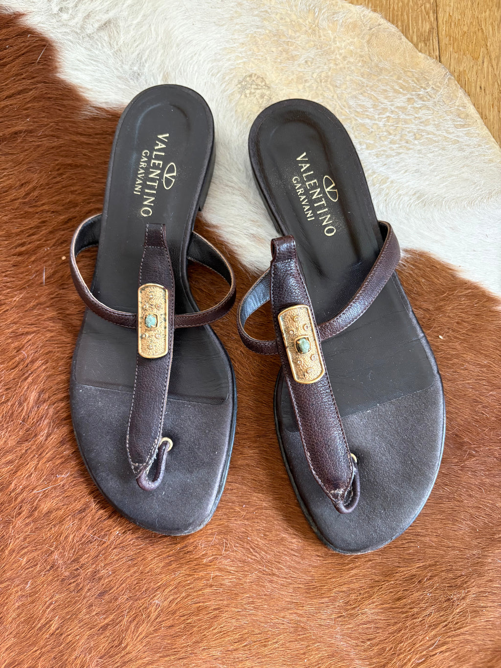 Valentino leather thongs