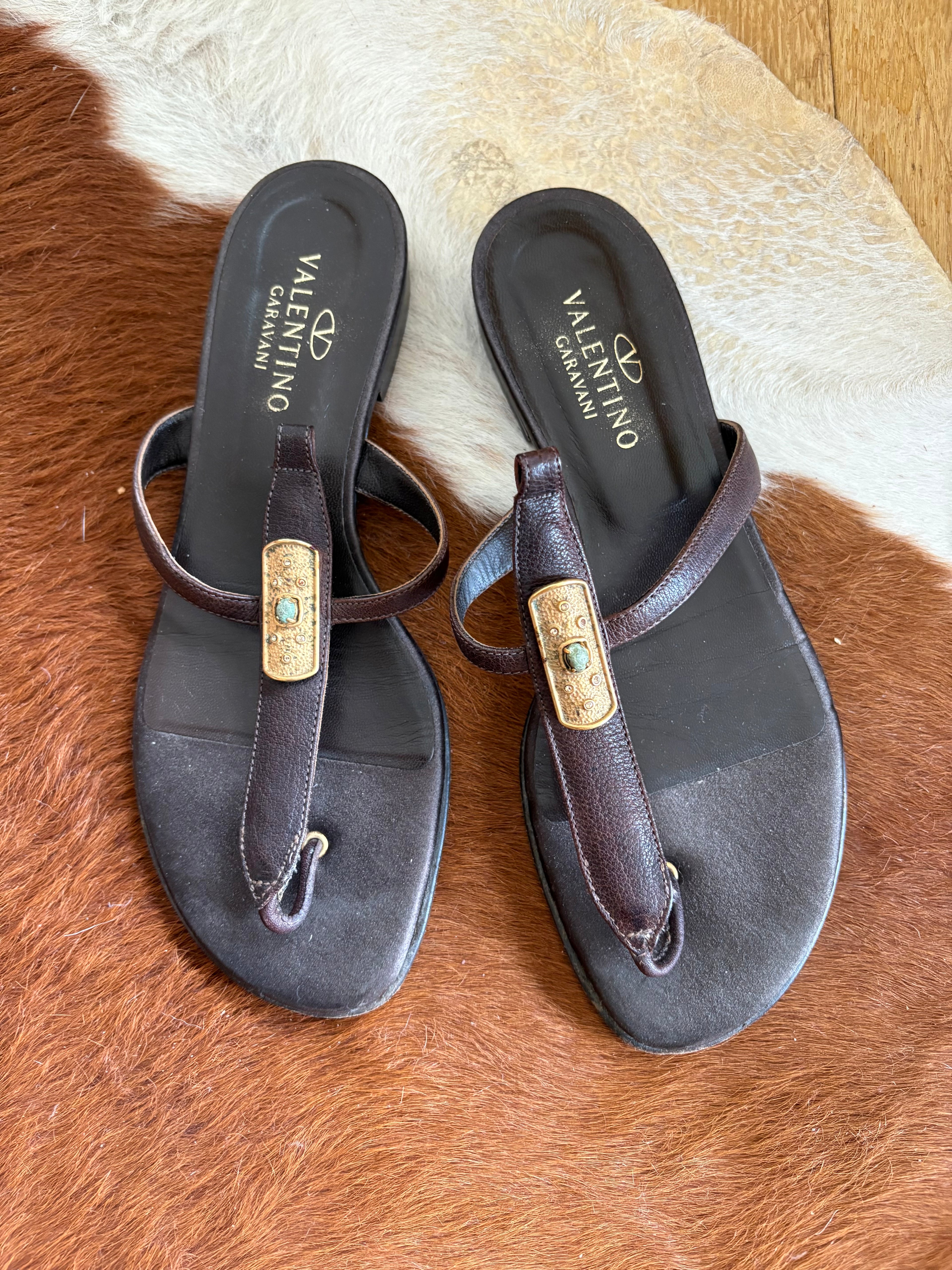 Valentino leather thongs