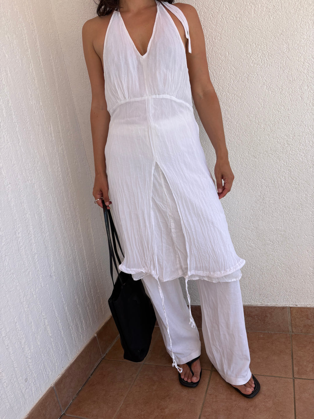 White halter dress