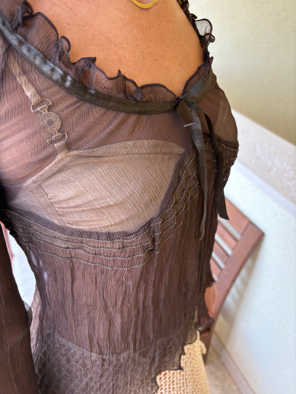Longsleeve silk sheer blouse